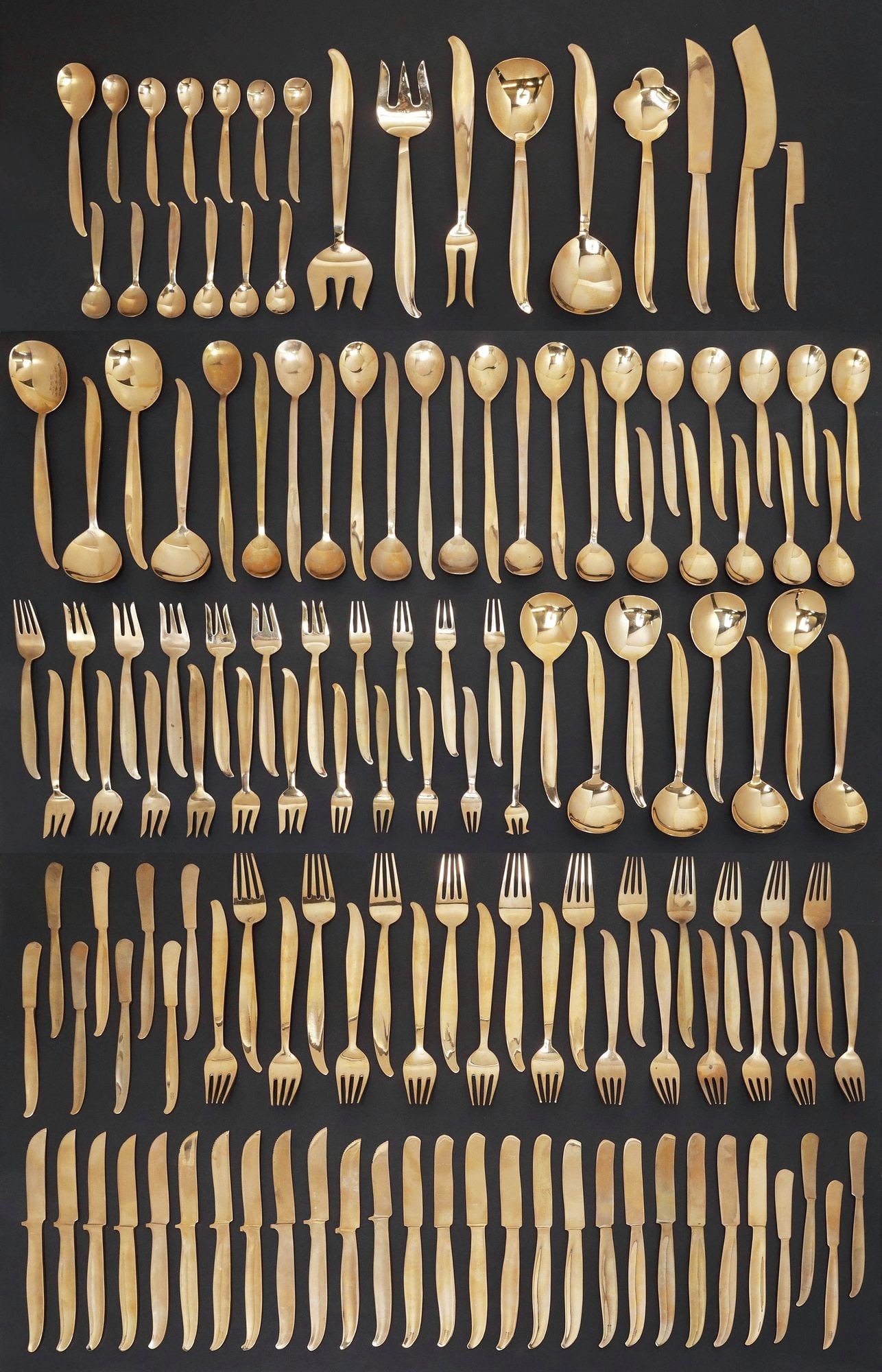 (138) EXTENSIVE NICKEL BRONZE FLATWARE SERVICE (1 of 3)