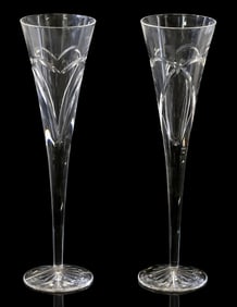 (2) WATERFORD WISHES SERIES 'LOVE & ROMANCE' CRYSTAL TOASTING FLUTES
