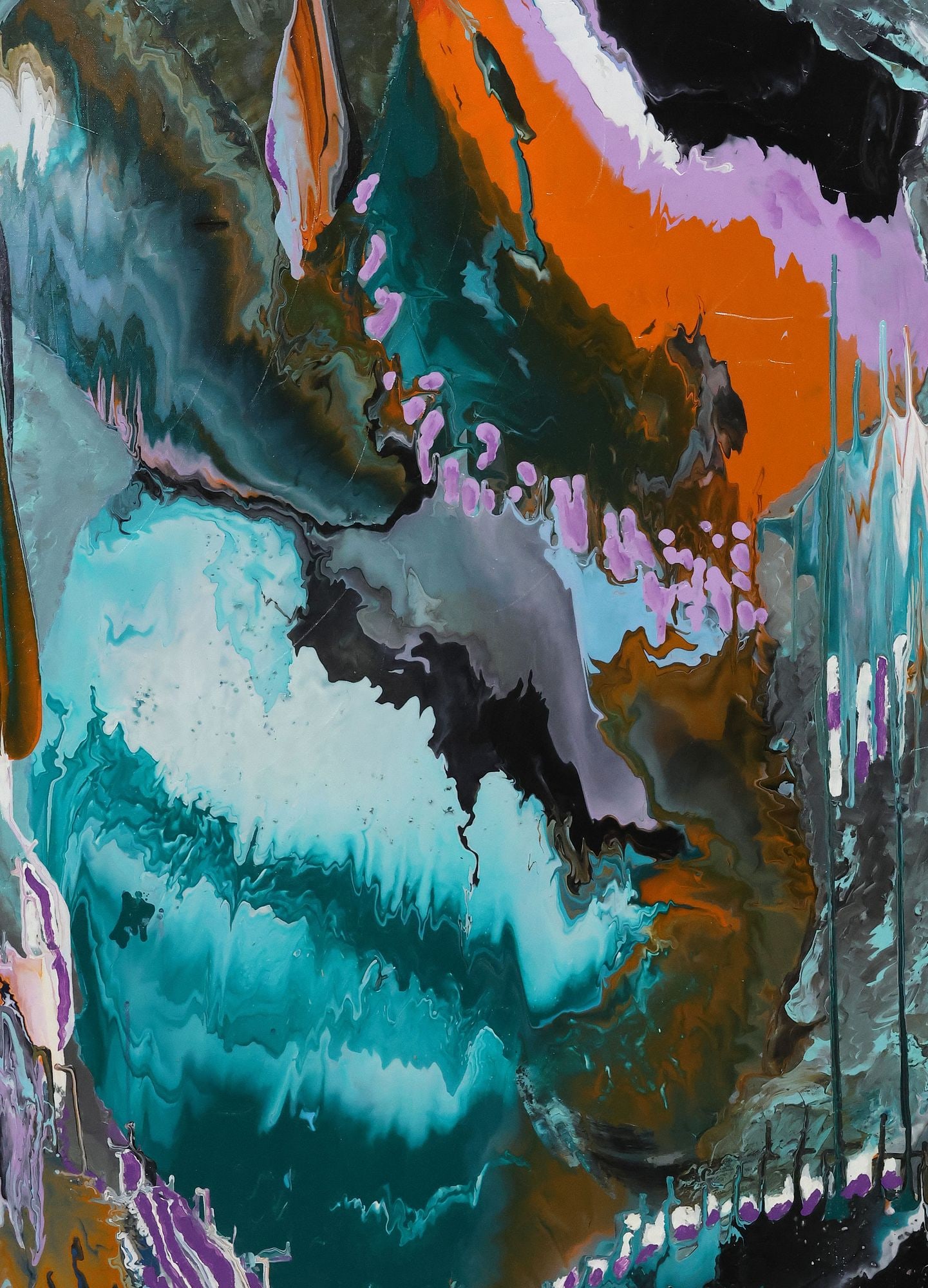 PETRONELLA GREER (B.1945) PAINTING, 'FAULT LINES IN COLOR,' 48" X 36" (1 of 7)