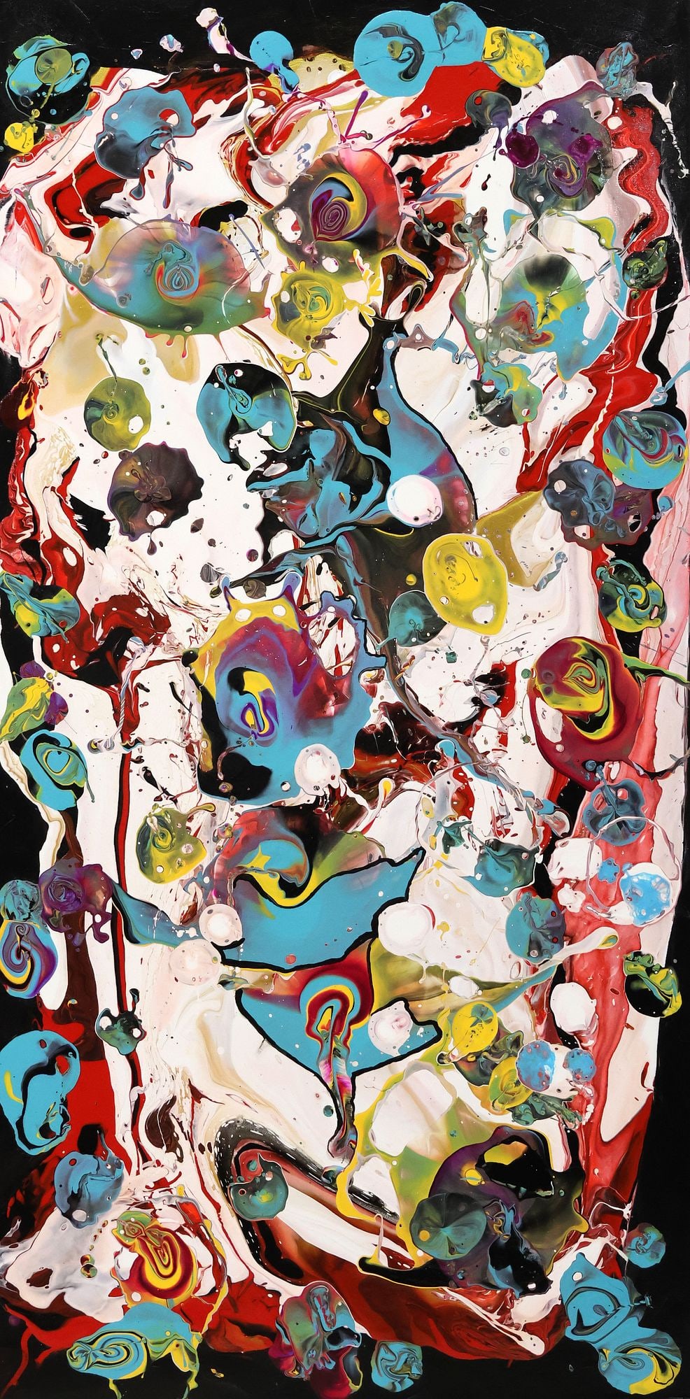 PETRONELLA GREER (B.1945) PAINTING, 'LISTENING TO CHAOS,' 48" X 24" (1 of 7)