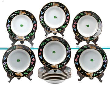 (12) LYNN CHASE 'JAGUAR JUNGLE' PORCELAIN SOUP BOWLS