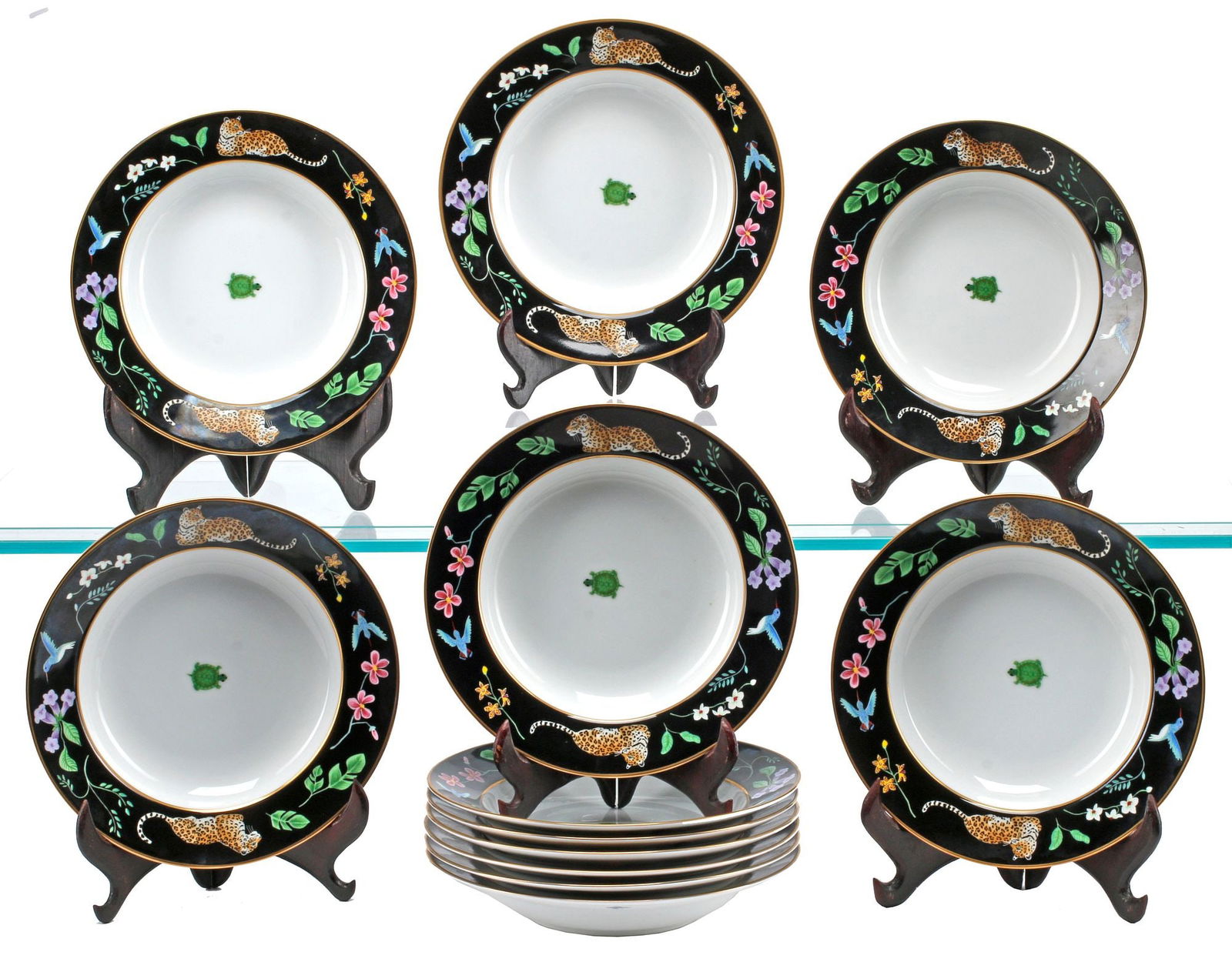 (12) LYNN CHASE 'JAGUAR JUNGLE' PORCELAIN SOUP BOWLS (1 of 5)