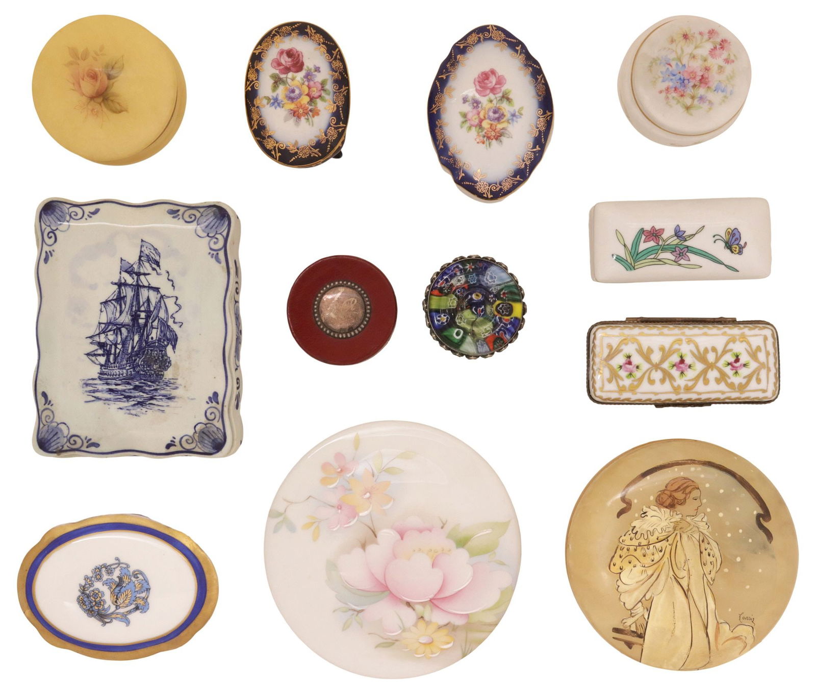(12) COLLECTION OF TRINKET / PILL BOXES, VARIED MAKERS, MATERIALS & DESIGN (1 of 8)