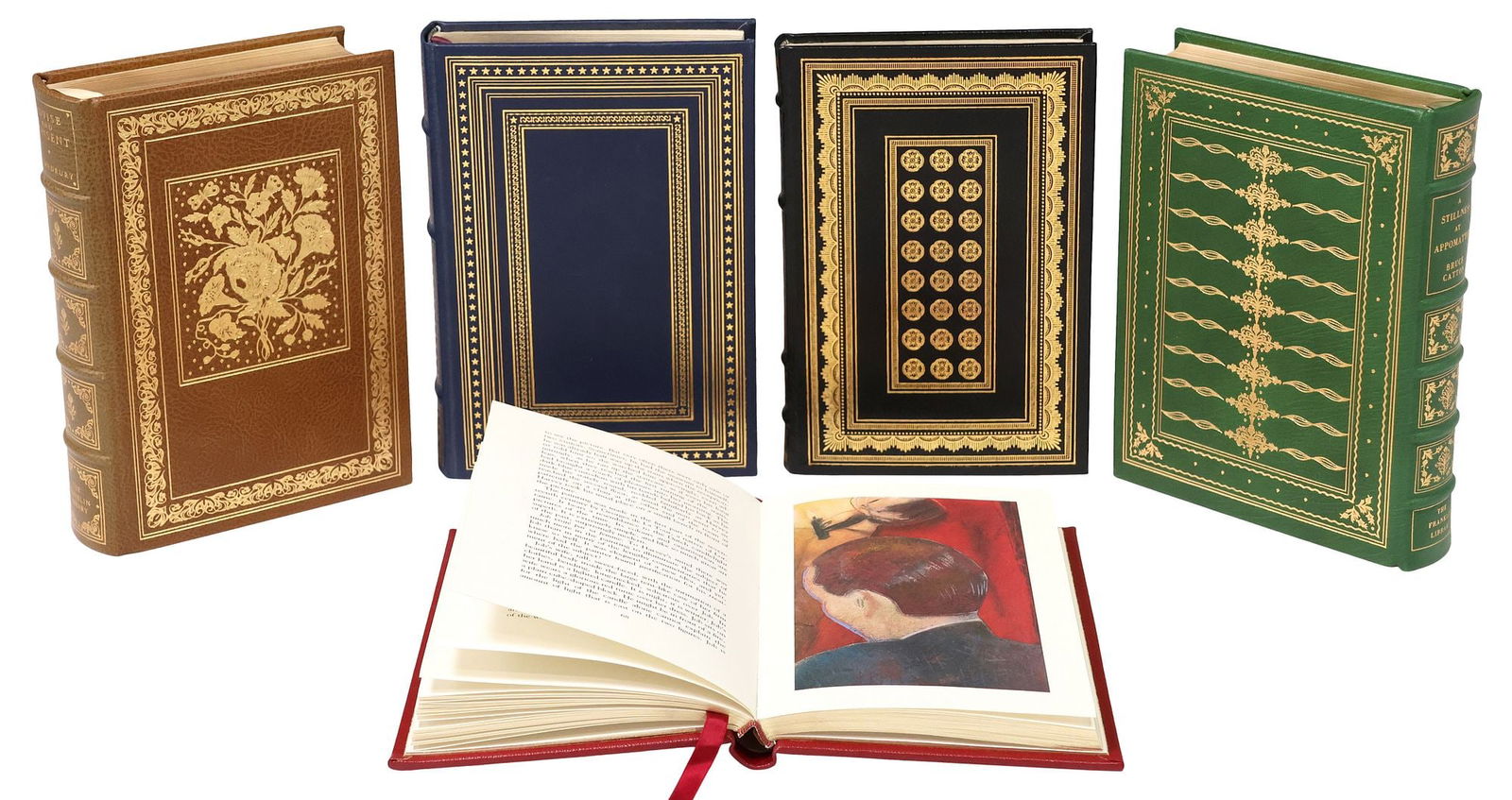 (5) FRANKLIN SIGNED 1ST-EDITION LEATHER-BOUND LIBRARY SHELF BOOKS (1 of 7)