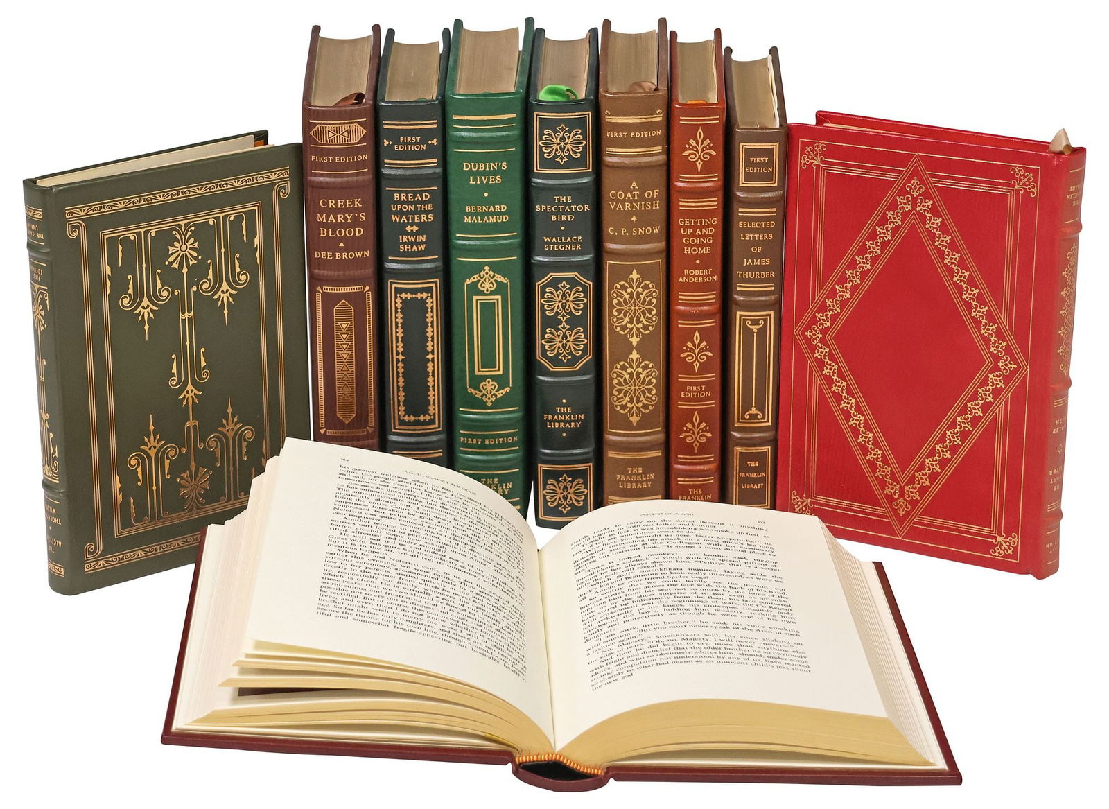 (10) FRANKLIN 1ST-EDITION LEATHER-BOUND LIBRARY SHELF BOOKS (1 of 6)