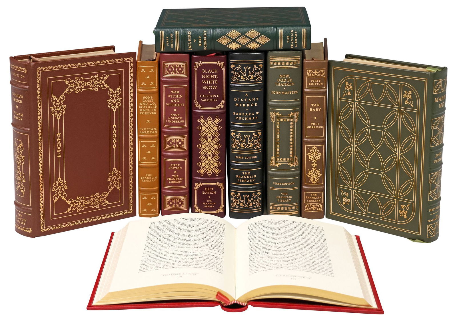 (10) FRANKLIN 1ST-EDITION LEATHER-BOUND LIBRARY SHELF BOOKS (1 of 6)