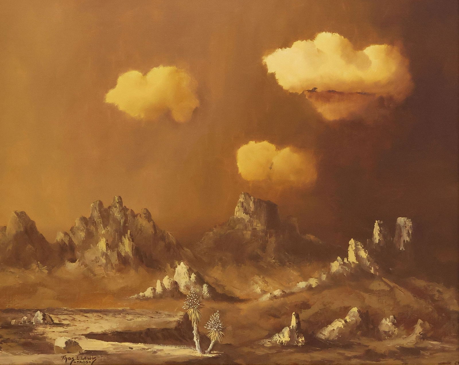 THOMAS L. LEWIS (D.1978) OIL PAINTING, TAOS LANDSCAPE, 24" X 30" (1 of 4)