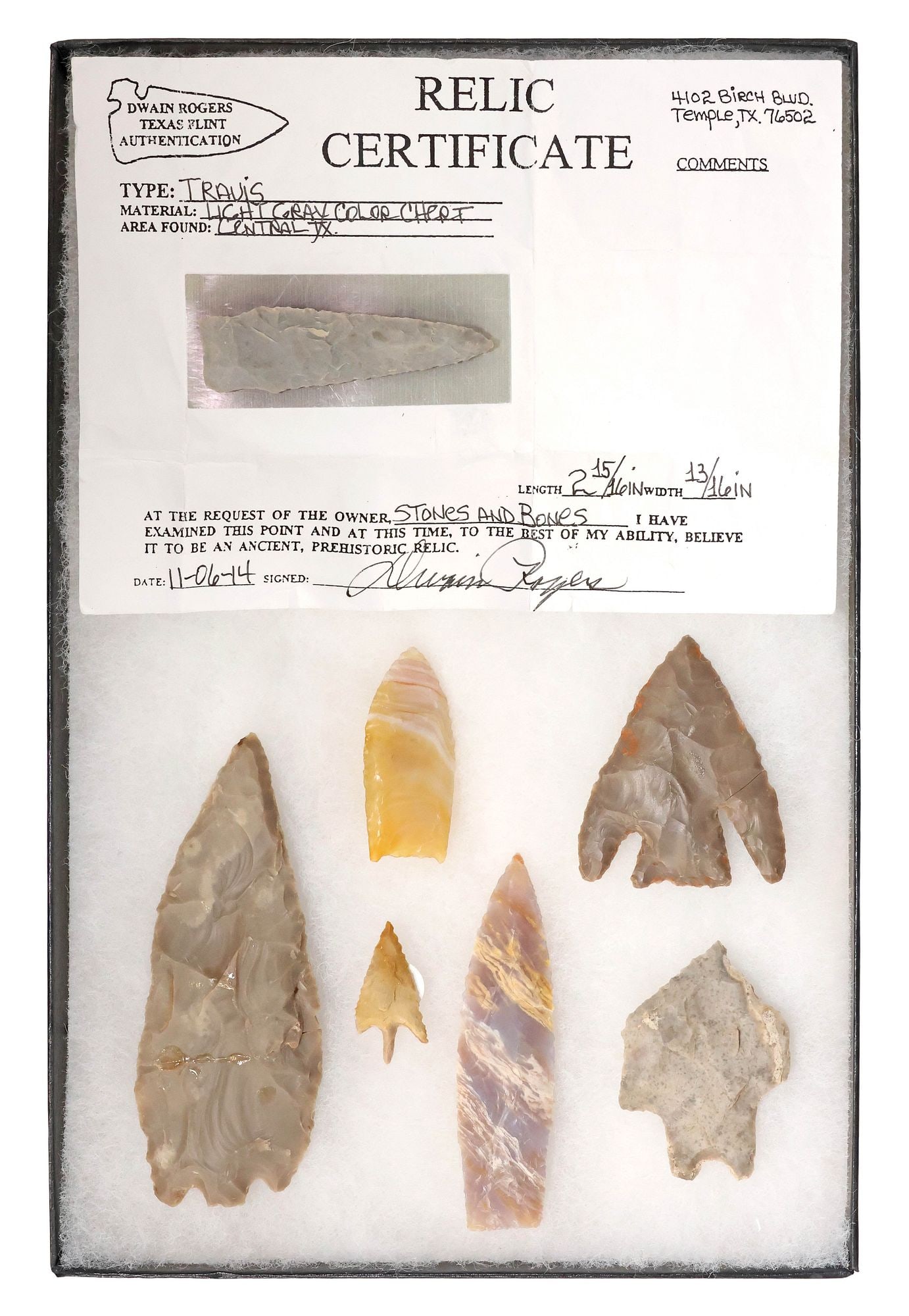 (7) ARROWHEADS, SPEAR POINTS, ONE WITH ROGERS COA (1 of 3)