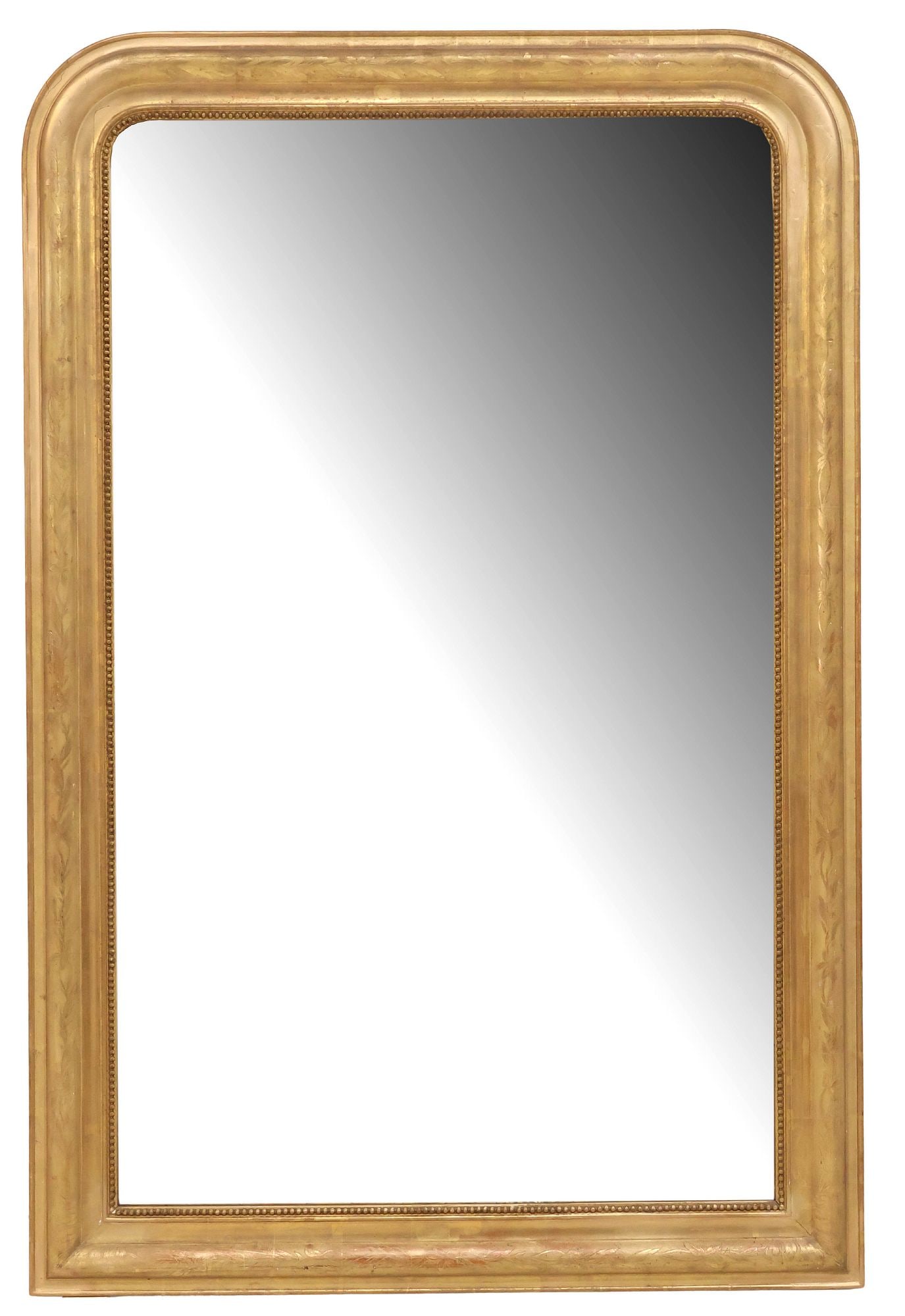 LARGE FRENCH LOUIS PHILIPPE PERIOD GILTWOOD MIRROR, 60" X 39.5" (1 of 3)