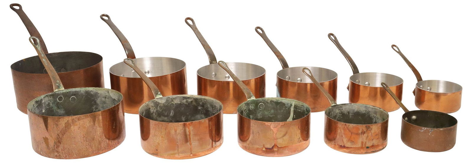 (11) FRENCH GRADUATED COPPER SAUCEPANS, 4 METAUX OUVRES VESOUL (1 of 5)
