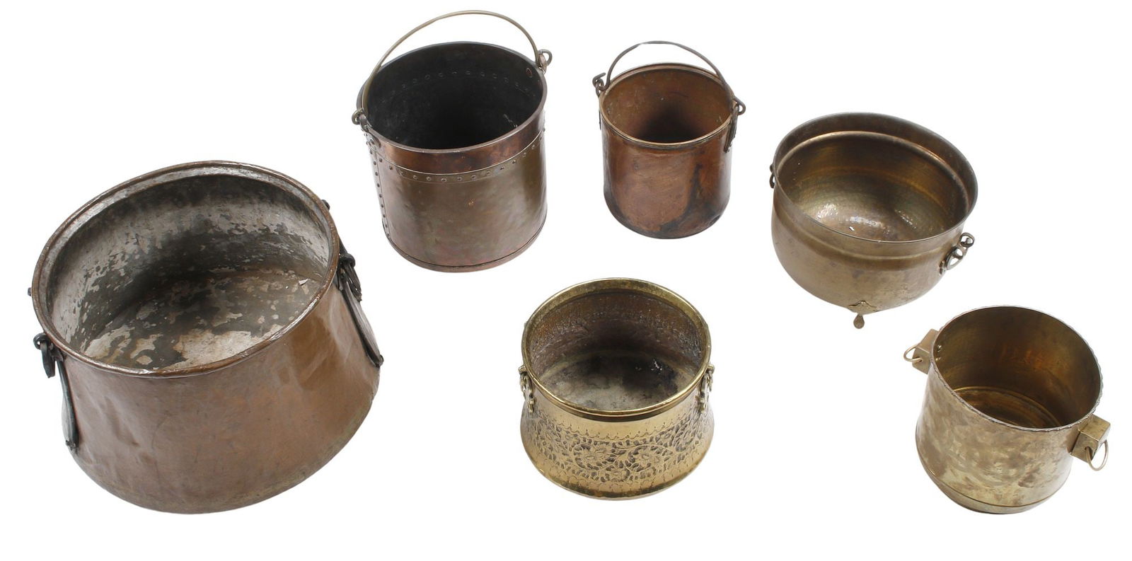 (6) LARGE COPPER & BRASS KITCHENWARE POTS (1 of 4)