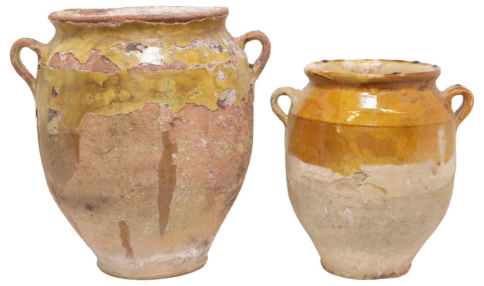 (2) FRENCH OCHRE-GLAZED EARTHENWARE CONFIT POTS (1 of 3)