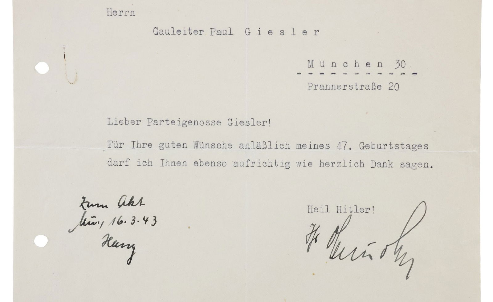 (32) GERMAN WWII OFFICIALS SIGNED NOTES, GORING FORMS - 5