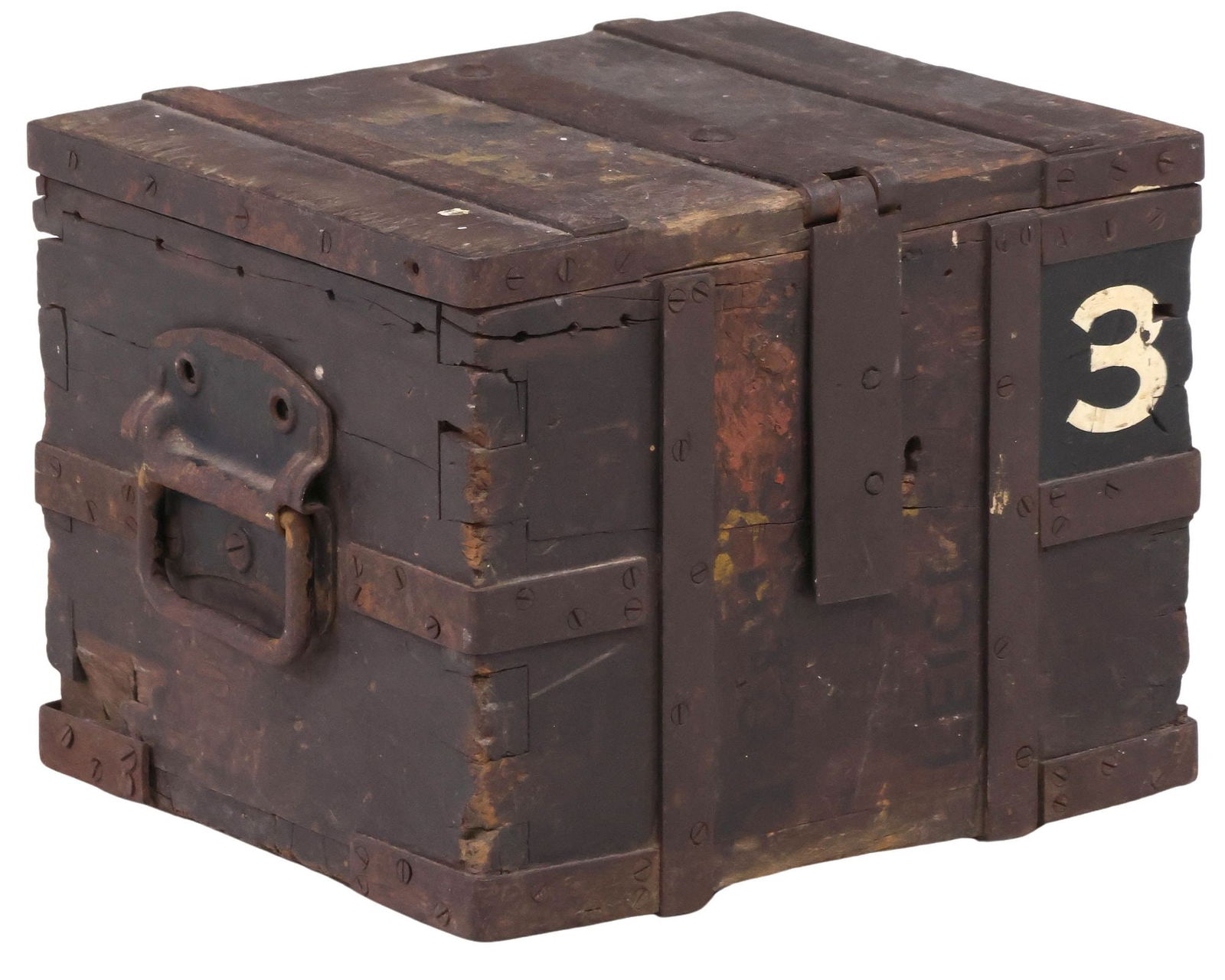 RUSTIC ENGLISH IRON-BANDED WOOD WORK BOX (1 of 5)