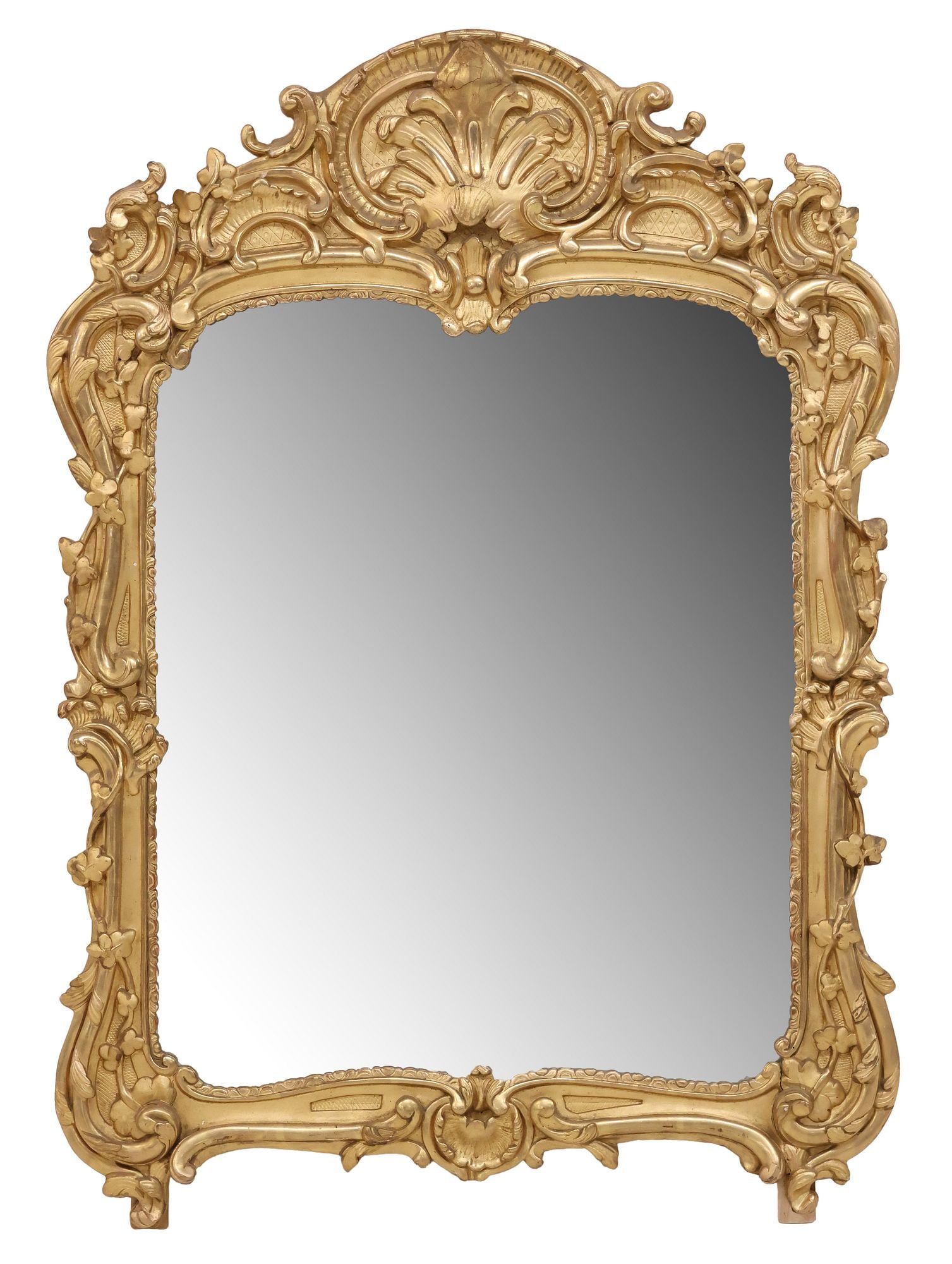 FRENCH LOUIS XV STYLE GILTWOOD MIRROR, 46" X 32.5" (1 of 3)