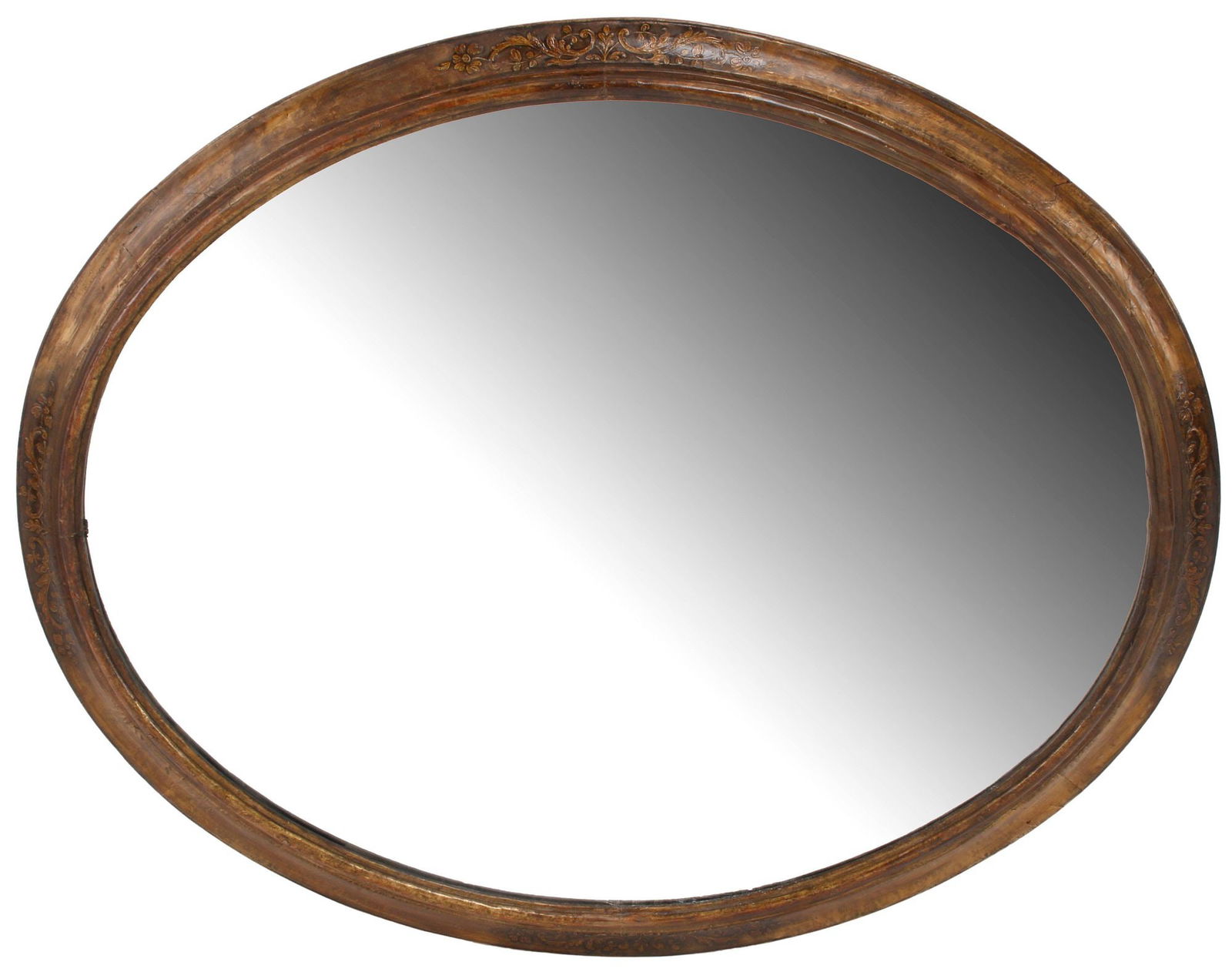 LARGE GILT-PAINTED & LACQUERED OVAL WALL MIRROR, 41.5" X 34.5" (1 of 6)