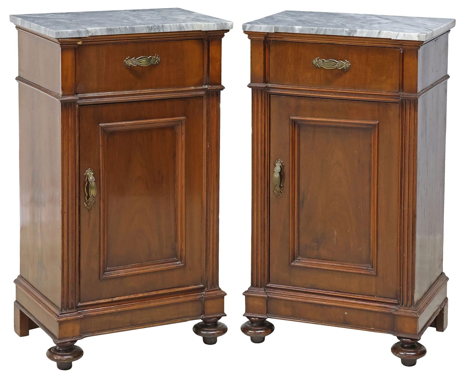 (2) FRENCH LOUIS PHILIPPE PERIOD MARBLE-TOP MAHOGANY NIGHTSTANDS (1 of 6)