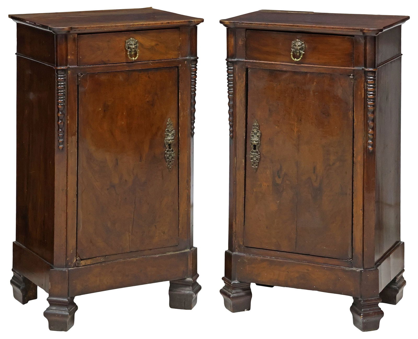 (2) FRENCH LOUIS PHILIPPE PERIOD WALNUT BEDSIDE CABINETS / NIGHTSTANDS (1 of 5)