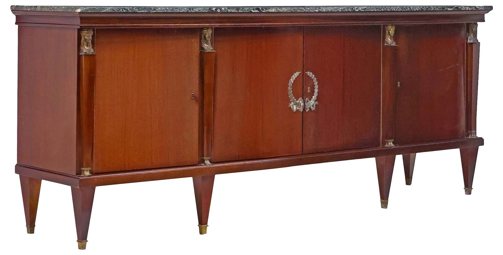 FRENCH EMPIRE STYLE MARBLE-TOP MAHOGANY SIDEBOARD (1 of 7)