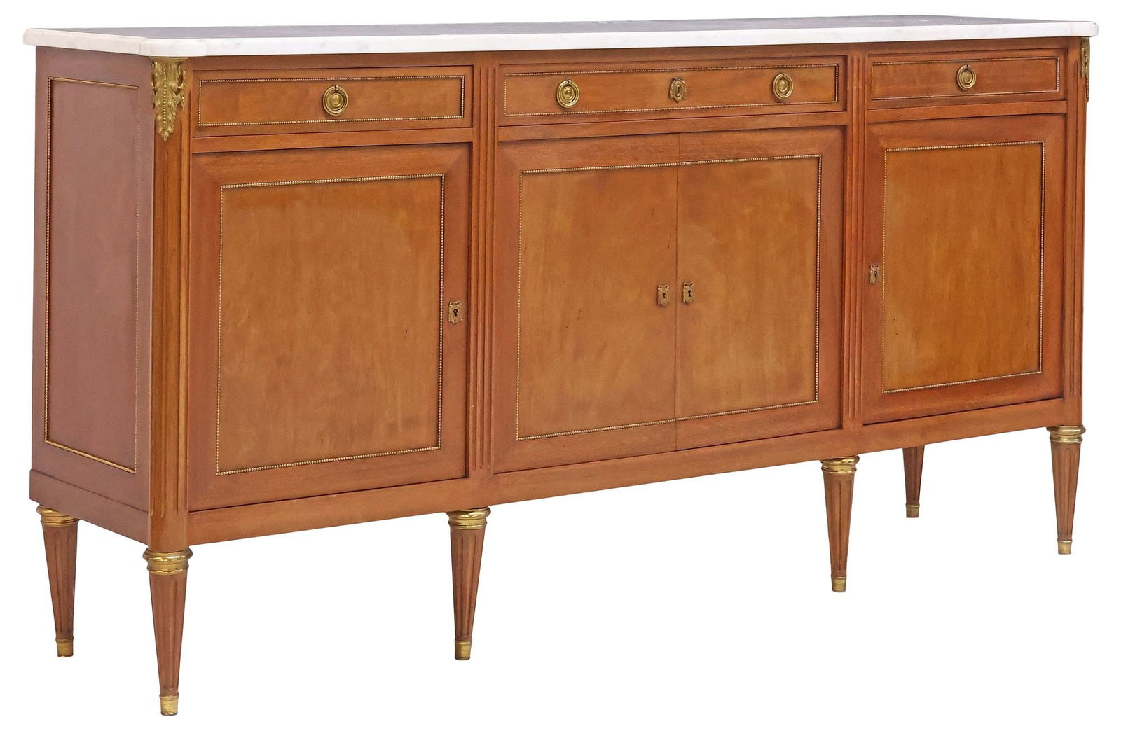 FRENCH LOUIS XVI STYLE MARBLE-TOP MAHOGANY SIDEBOARD (1 of 6)