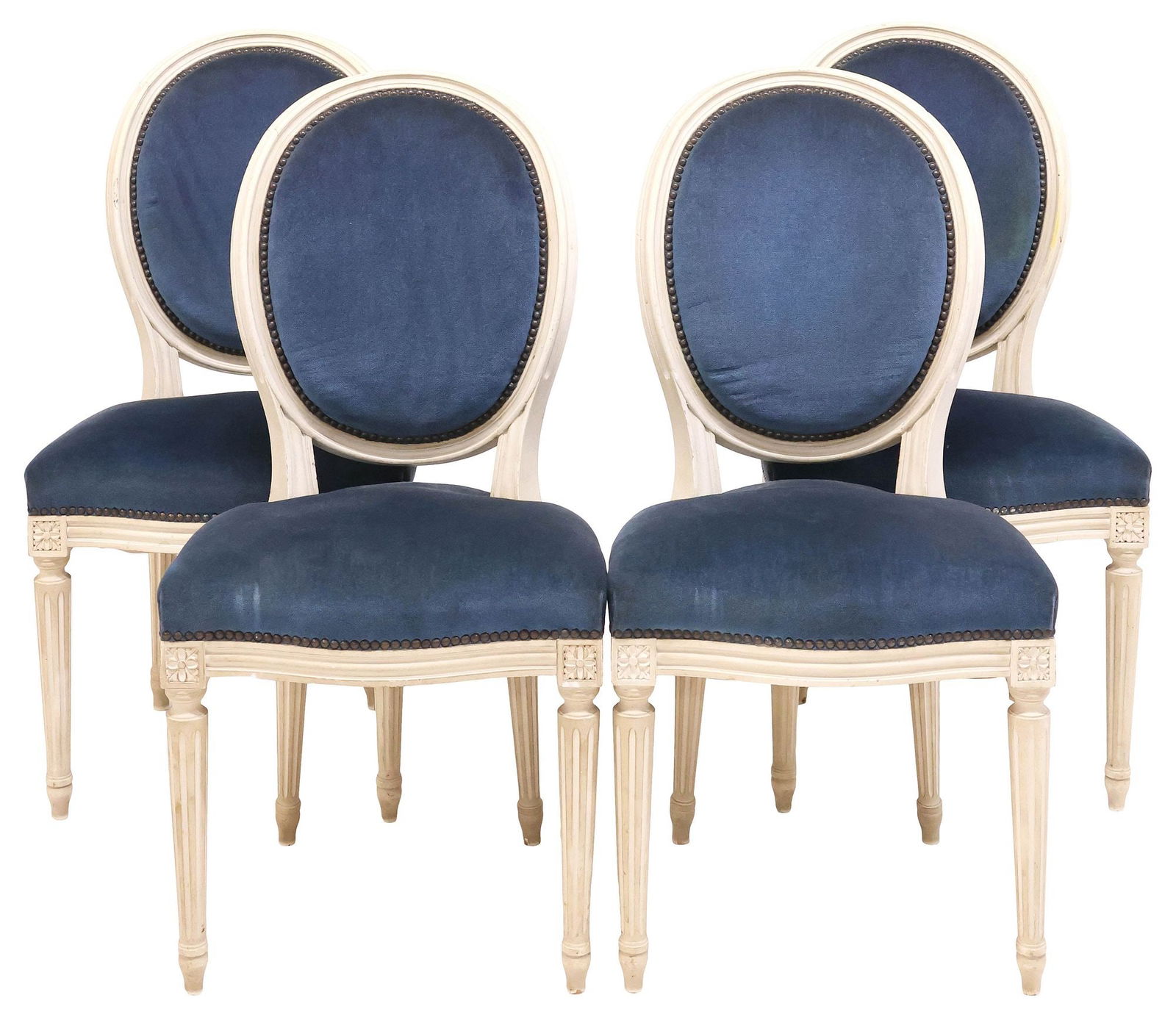(4) FRENCH LOUIS XVI STYLE PAINTED & UPHOLSTERED CHAIRS (1 of 3)