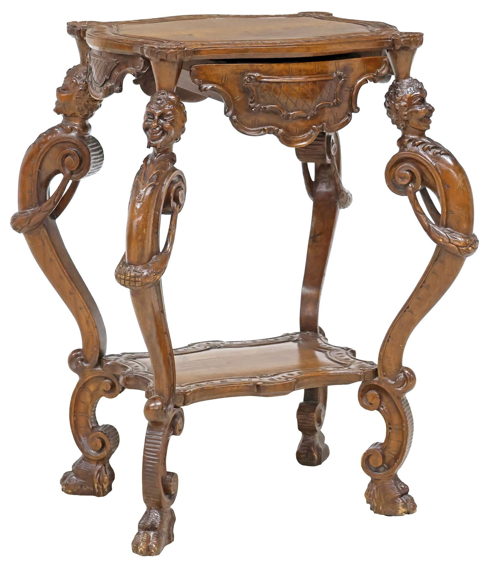 ITALIAN RENAISSANCE REVIVAL FIGURAL CARVED SIDE TABLE (1 of 5)