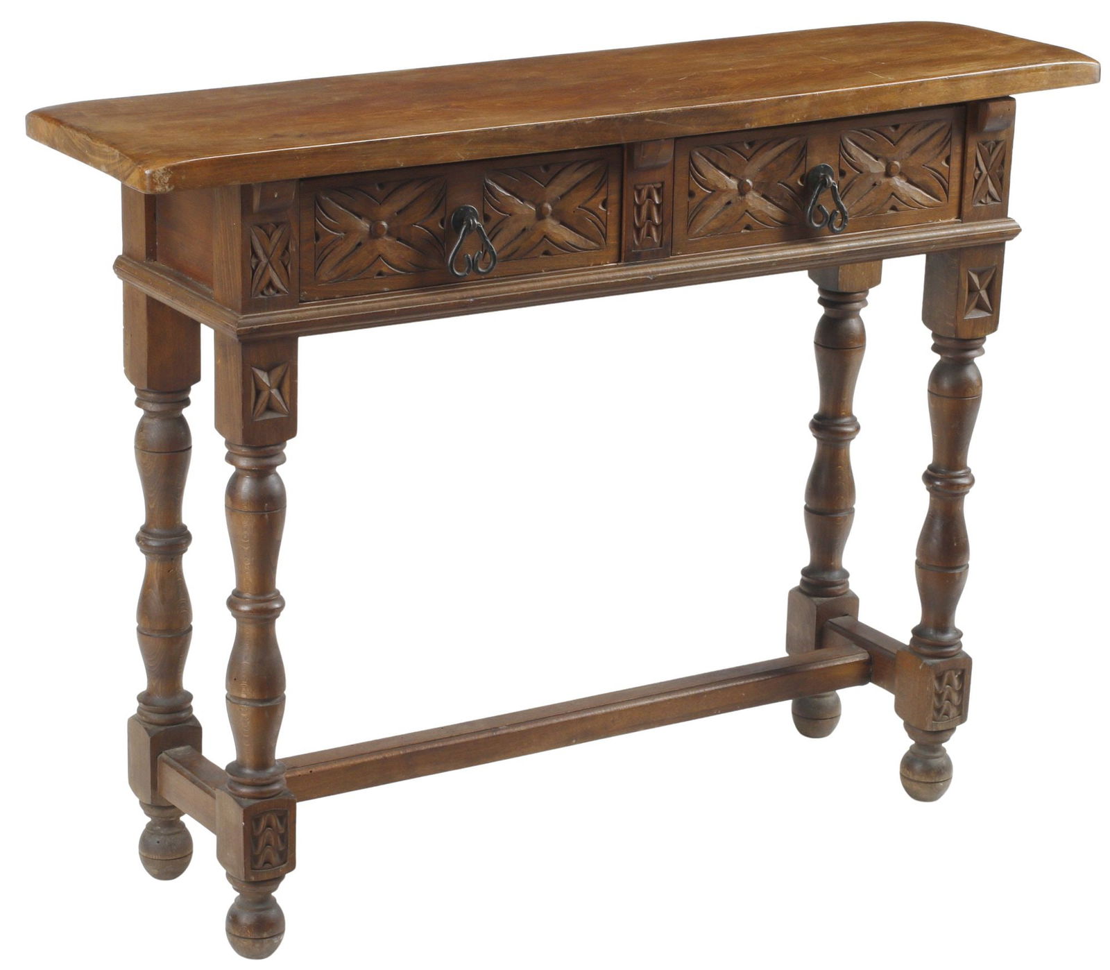 SPANISH BAROQUE STYLE CARVED WALNUT CONSOLE TABLE (1 of 4)