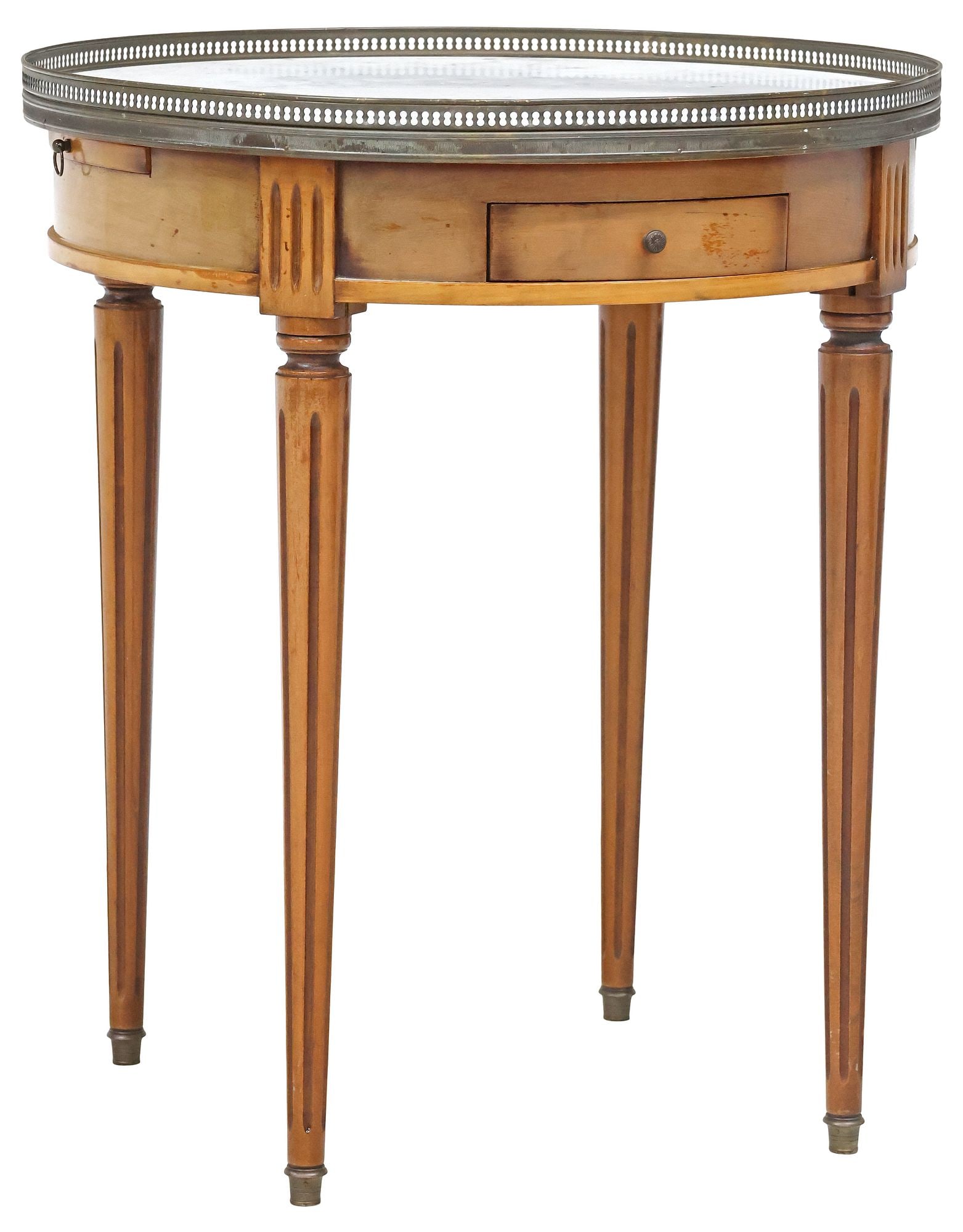 FRENCH LOUIS XVI STYLE MARBLE-TOP MAHOGANY BOUILLOTTE TABLE (1 of 5)