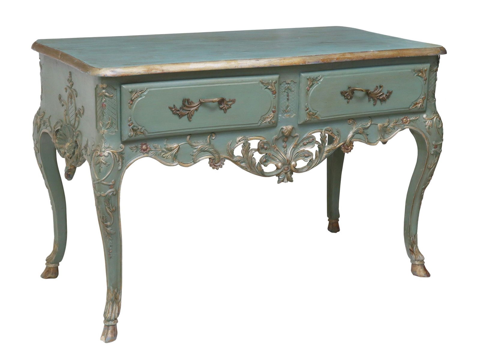LOUIS XV STYLE PAINT DECORATED 2-DRAWER CONSOLE TABLE (1 of 5)