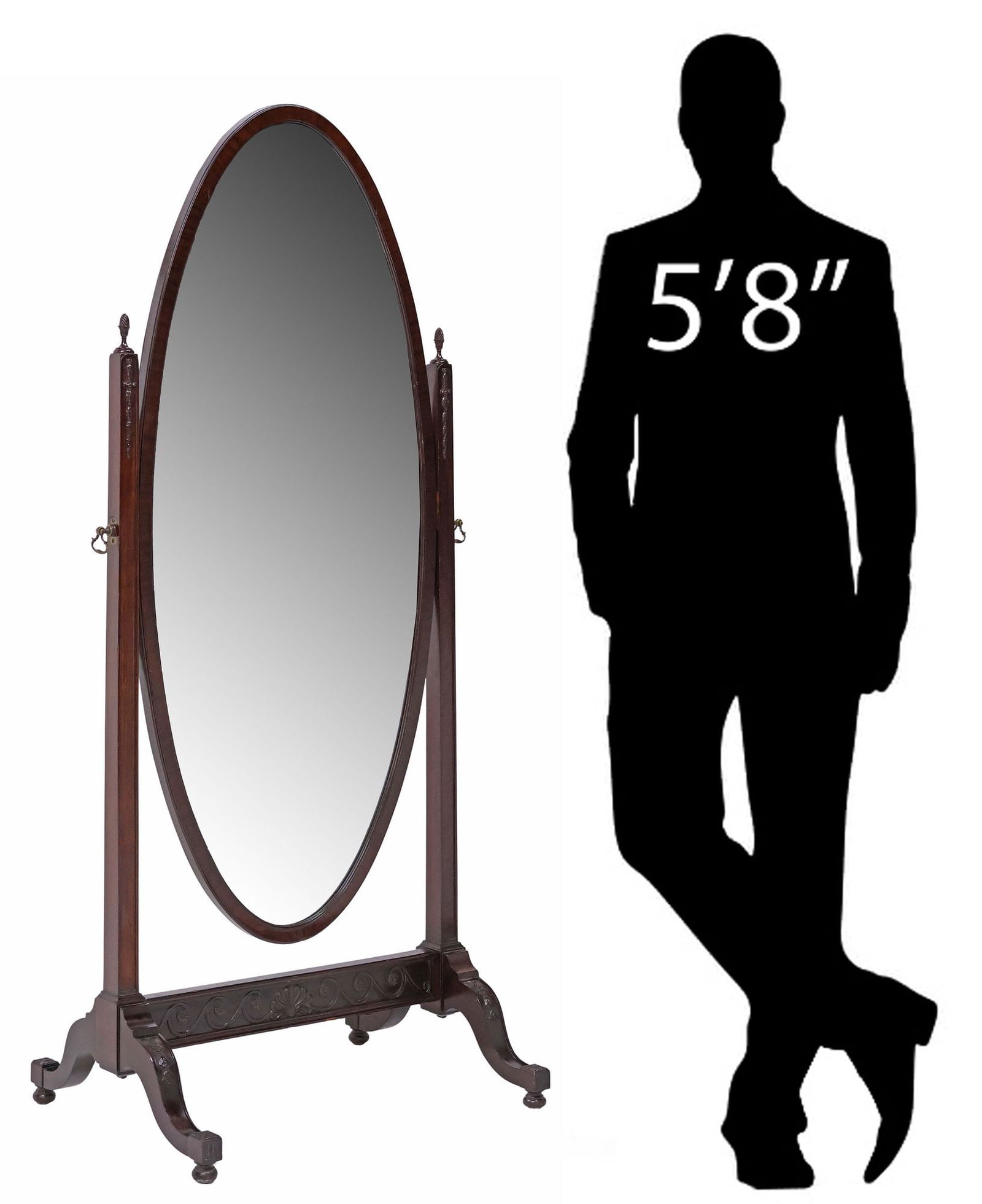 MAHOGANY FRAMED TILTING CHEVAL MIRROR (1 of 5)