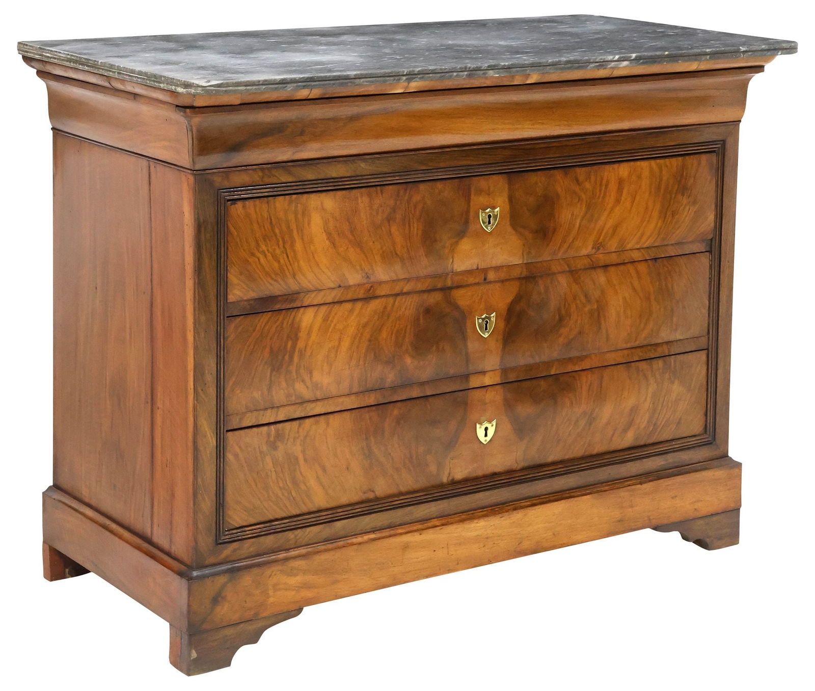 FRENCH LOUIS PHILIPPE PERIOD MARBLE-TOP WALNUT COMMODE (1 of 5)