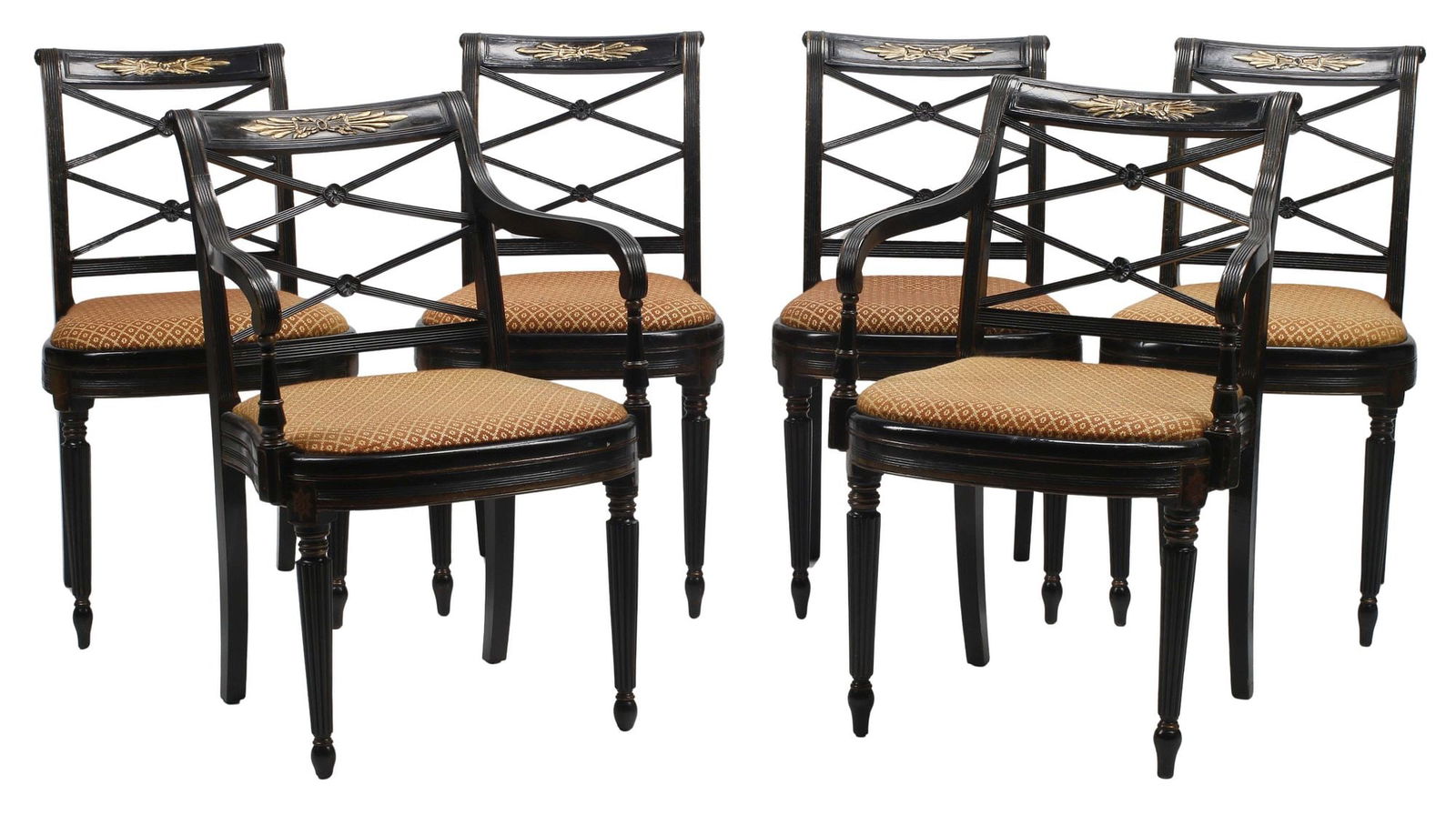 (6) REGENCY STYLE PARCEL-GILT & EBONIZED DINING CHAIRS (1 of 6)
