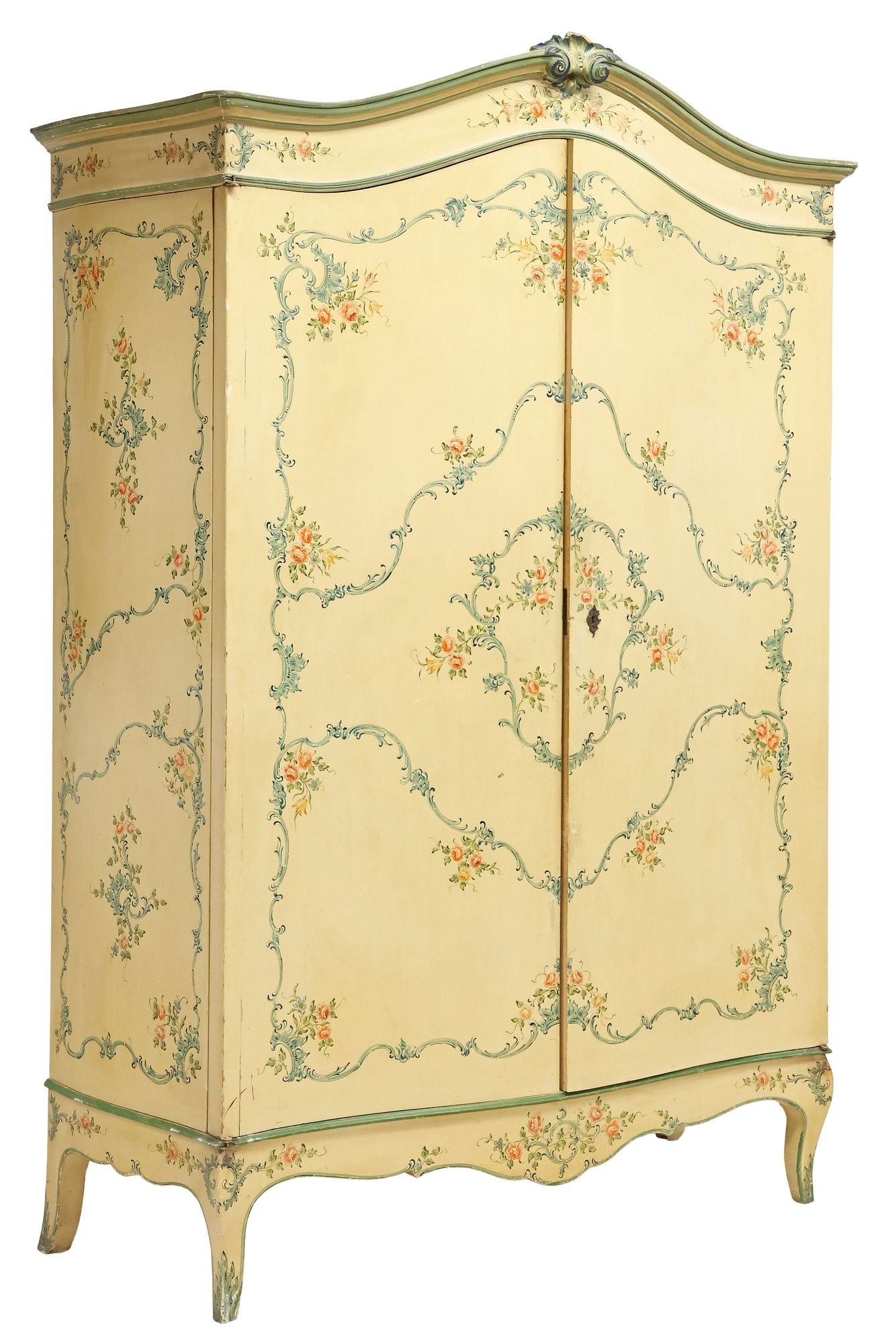 ITALIAN VENETIAN FLORAL PAINTED ARMOIRE (1 of 5)