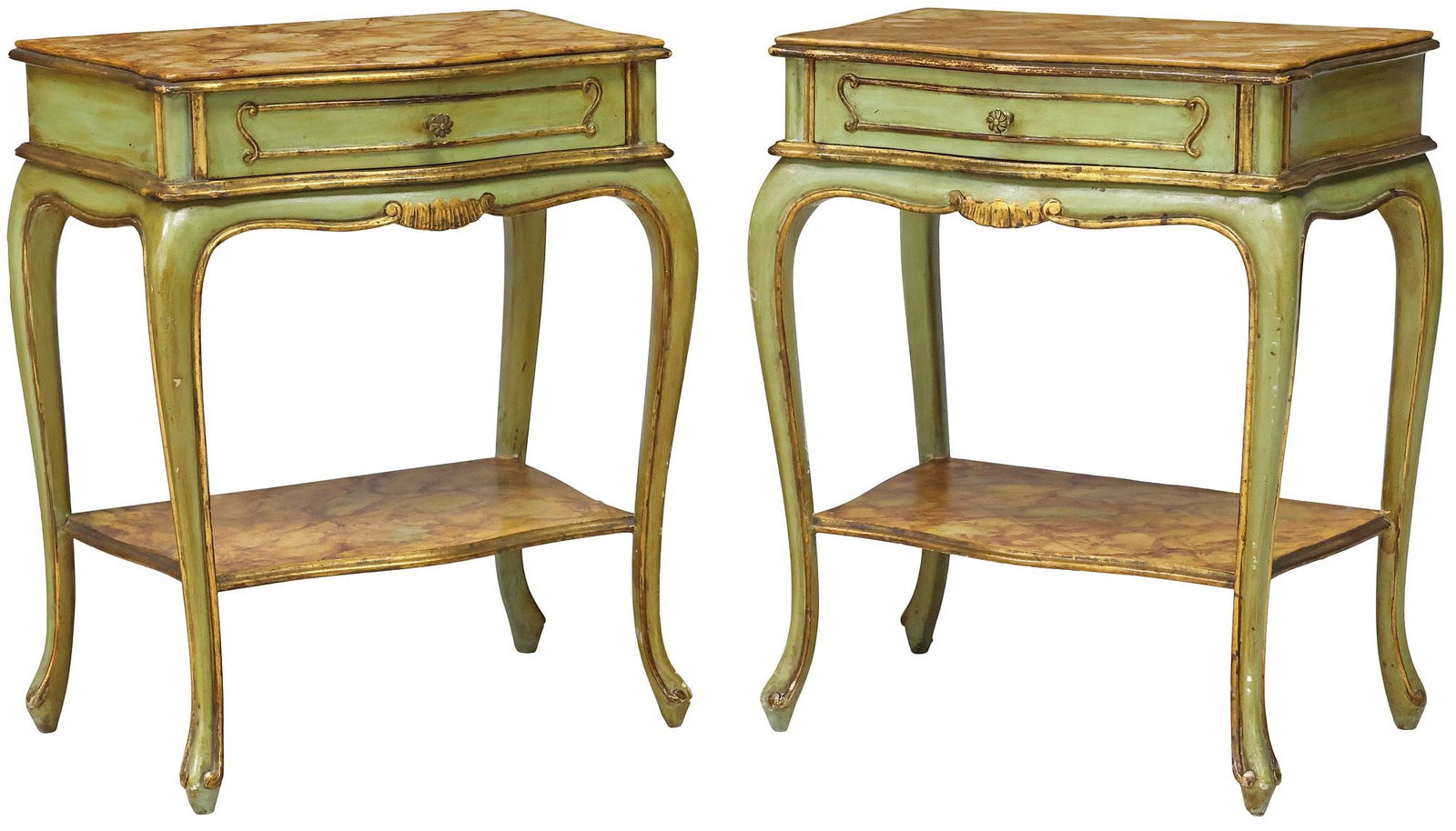 (2) ITALIAN VENETIAN MARBLEIZED & PAINT-DECORATED NIGHTSTANDS (1 of 5)