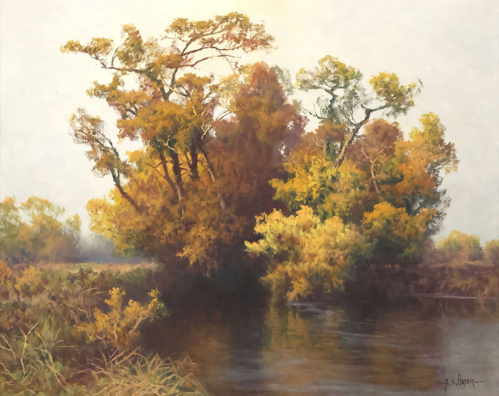 A.D. GREER (TEXAS, 1904-1998) PAINTING, AUTUMN LANDSCAPE, 24" X 30" (1 of 4)