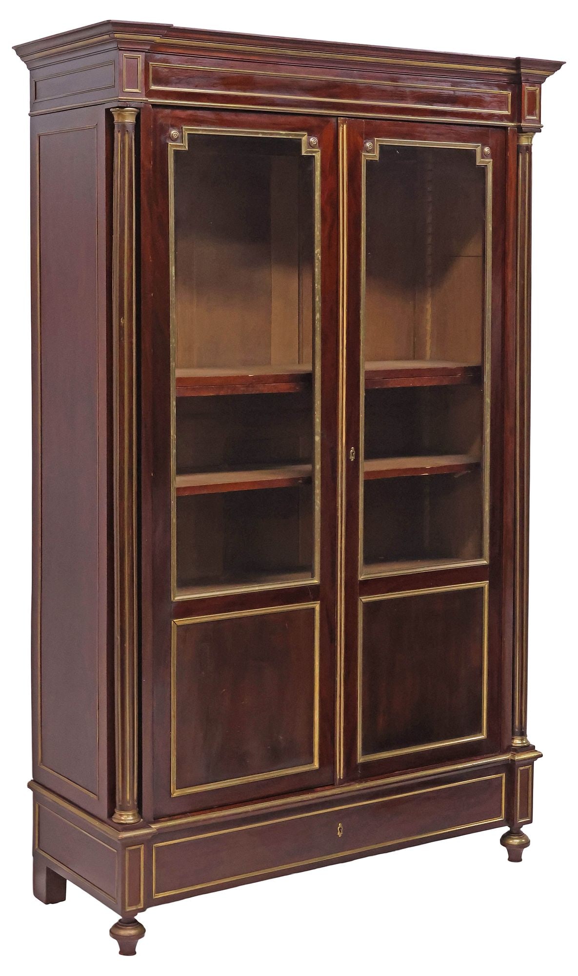 FRENCH LOUIS XVI STYLE GLAZED MAHOGANY BOOKCASE (1 of 5)