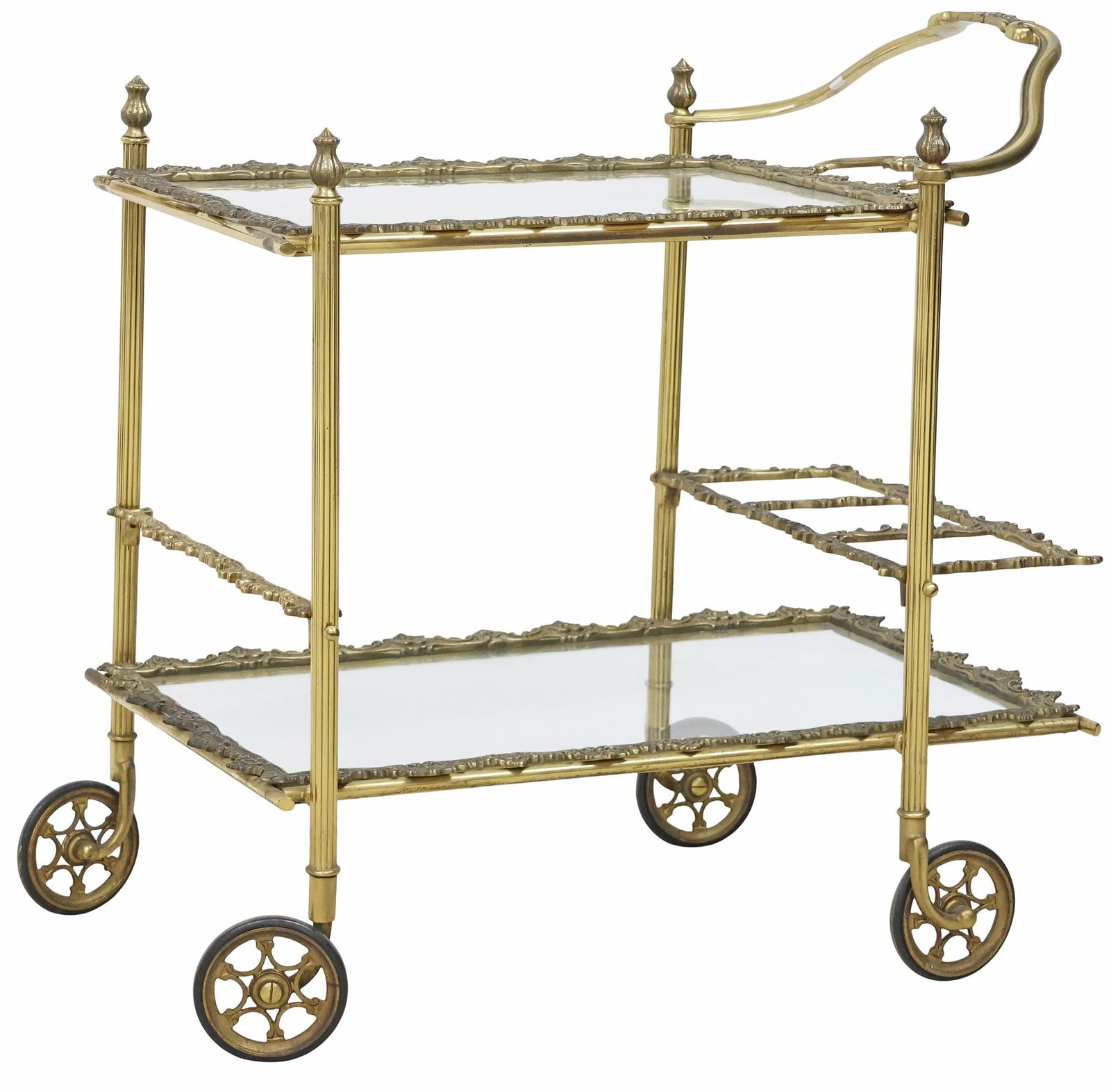 FRENCH GILT METAL ROCAILLE BAR CART / SERVICE TROLLEY (1 of 5)