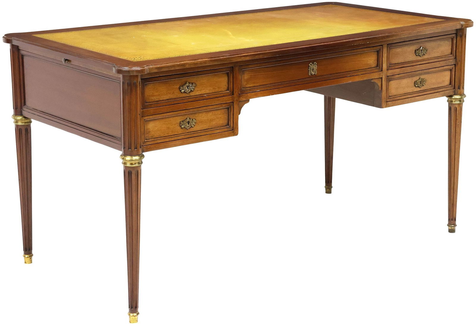 FRENCH LOUIS XVI STYLE LEATHER-TOP MAHOGANY WRITING DESK (1 of 6)