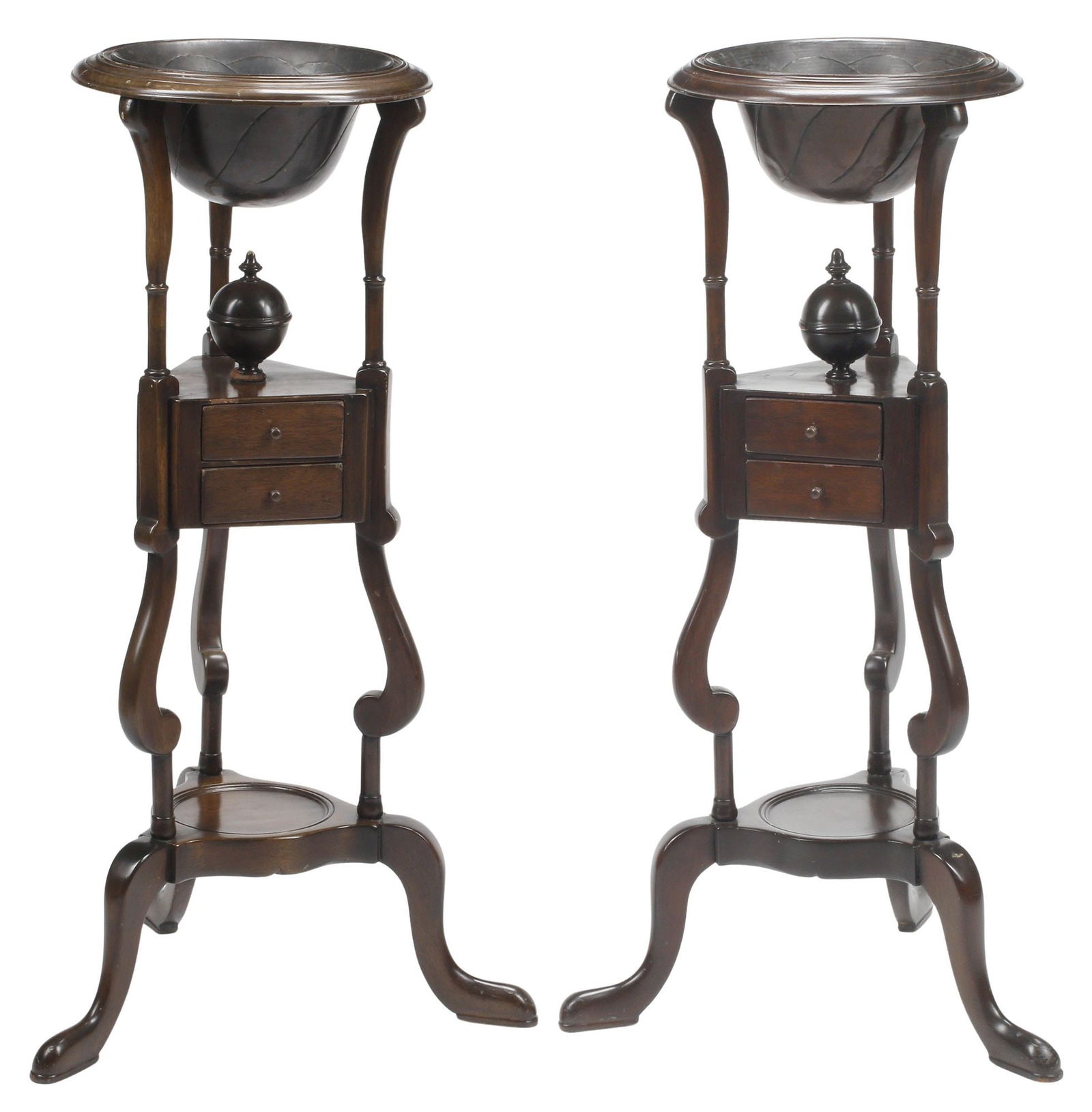 (2) ENGLISH GEORGIAN STYLE MAHOGANY WIG STANDS / PEDESTALS (1 of 4)