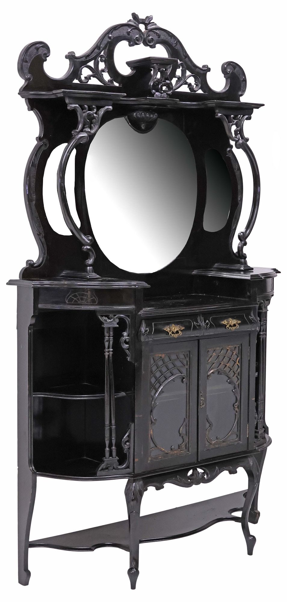 LATE VICTORIAN EBONIZED MIRRORED ETAGERE (1 of 7)