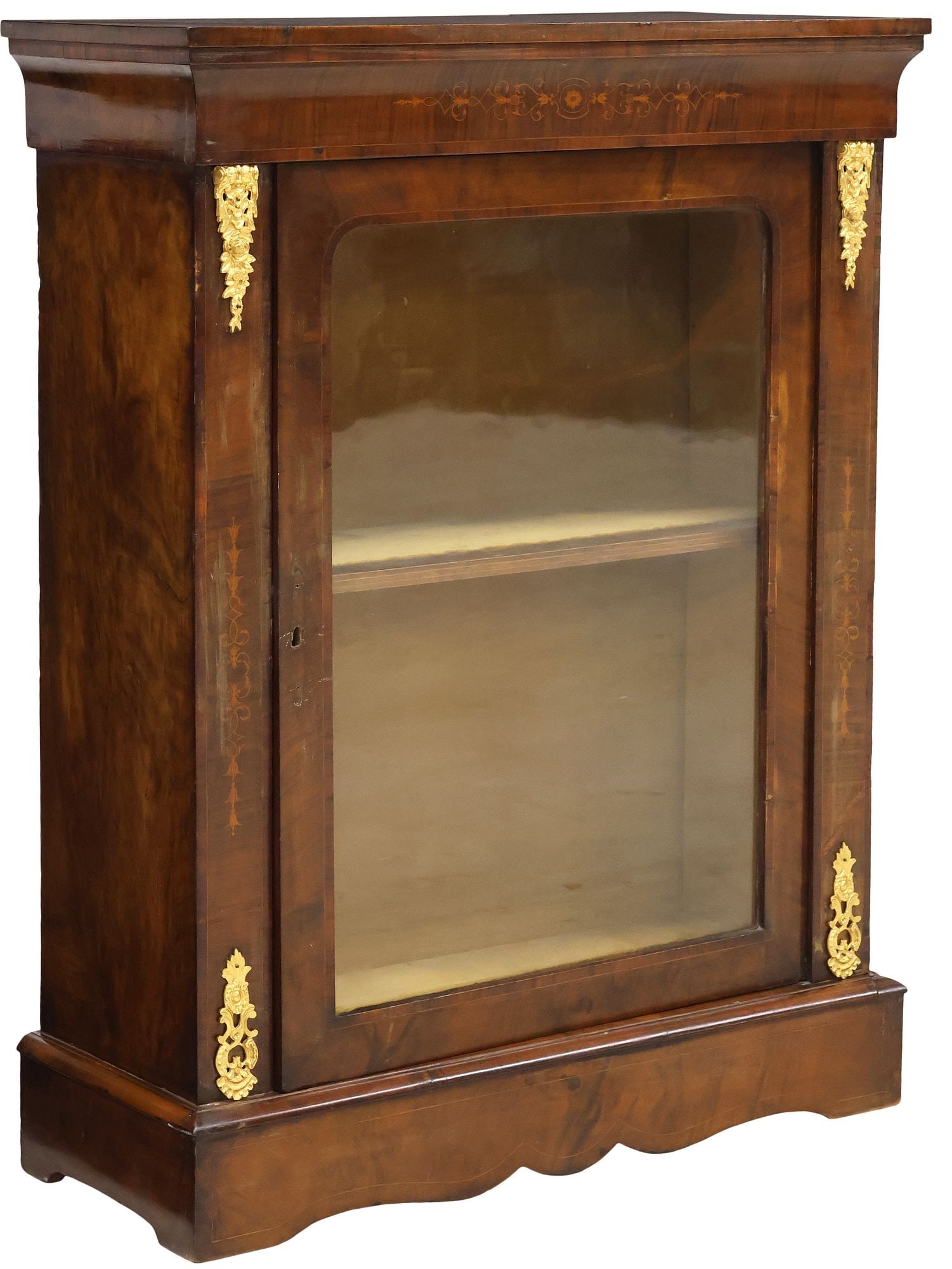 ENGLISH VICTORIAN MARQUETRY & WALNUT PIER CABINET (1 of 5)
