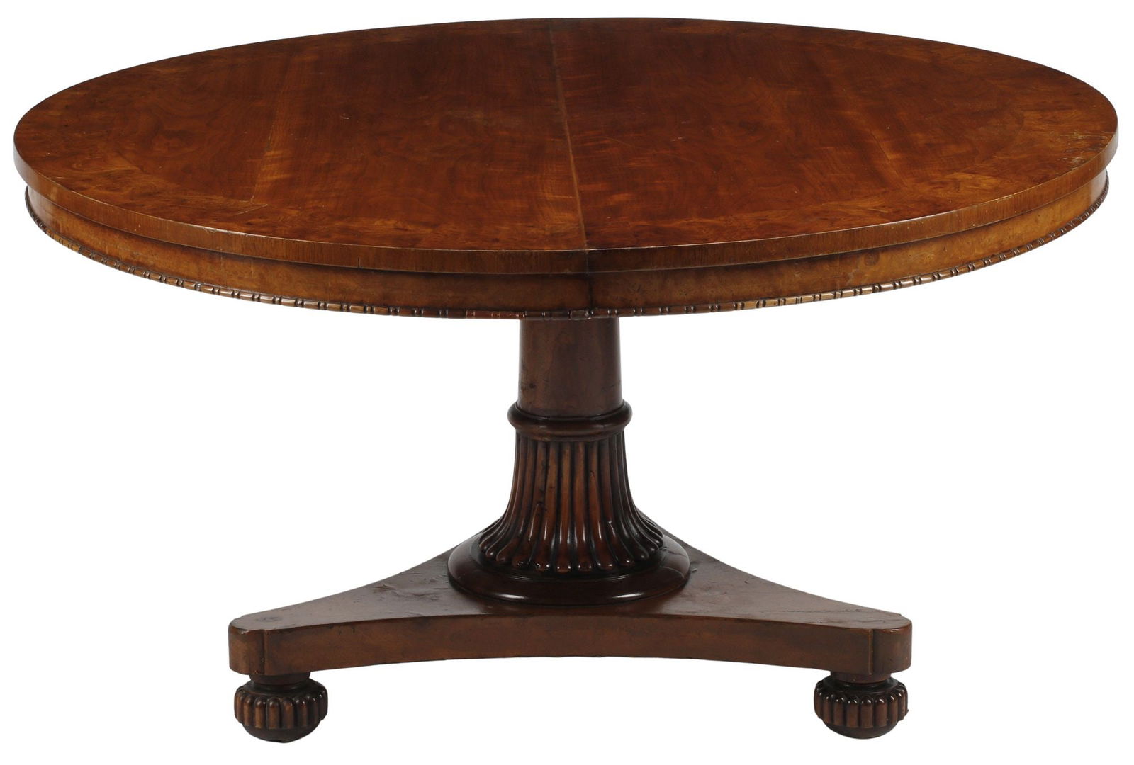 ENGLISH REGENCY PERIOD BURLWOOD CENTER / PEDESTAL TABLE (1 of 5)