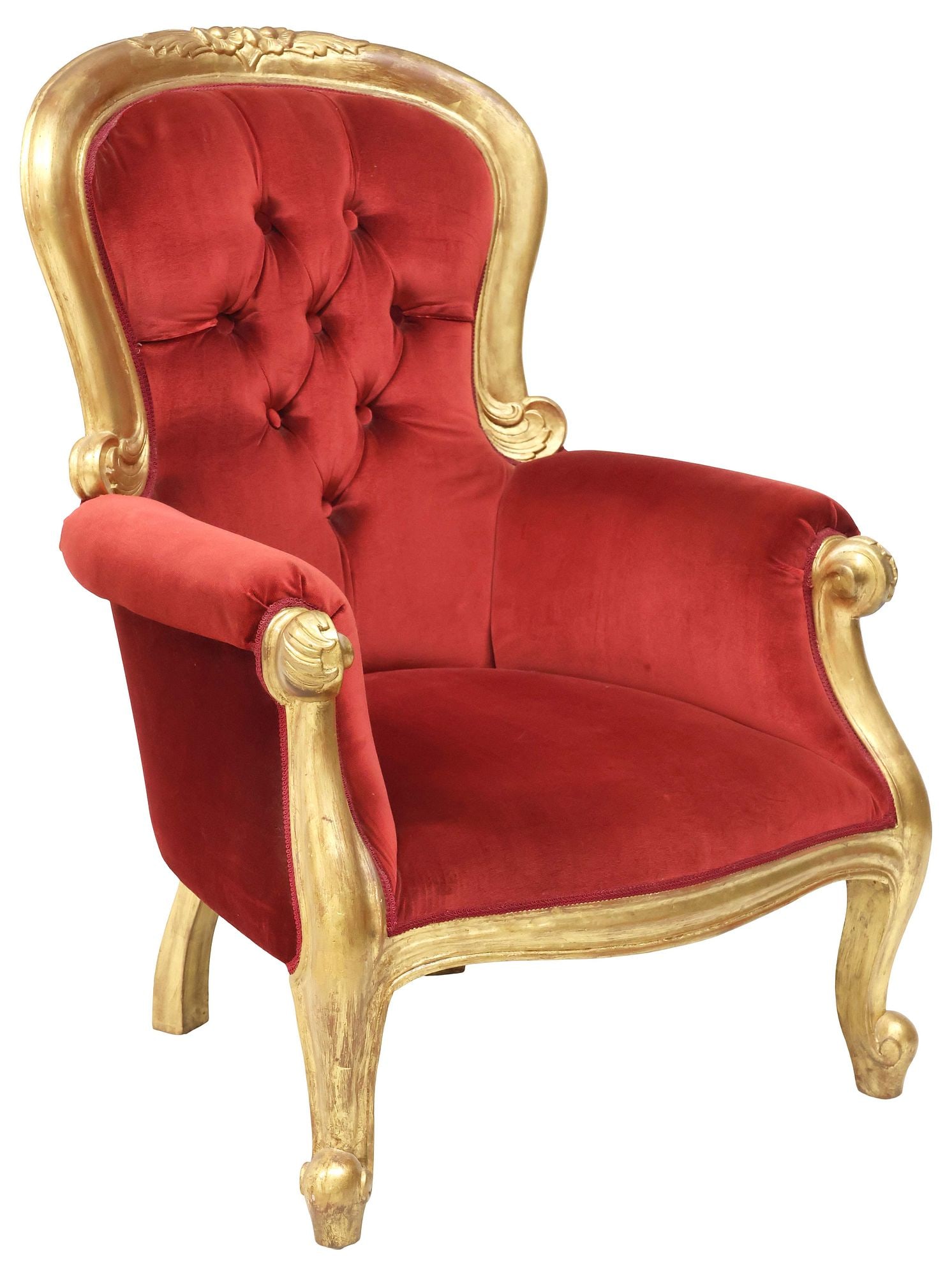 BAROQUE STYLE UPHOLSTERED GILTWOOD THRONE CHAIR (1 of 3)