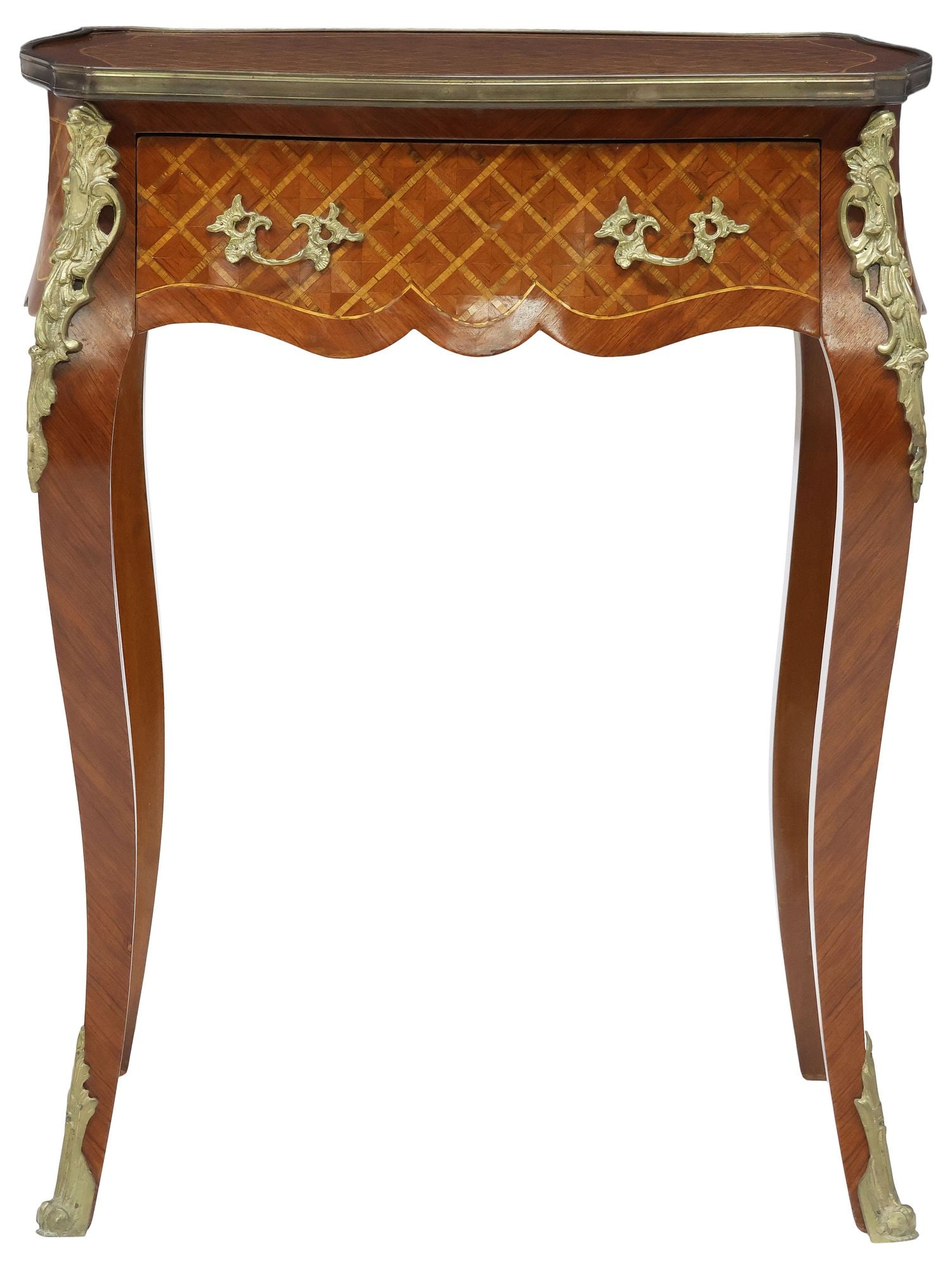 FRENCH TRANSITIONAL STYLE PARQUETRY SIDE TABLE - 2