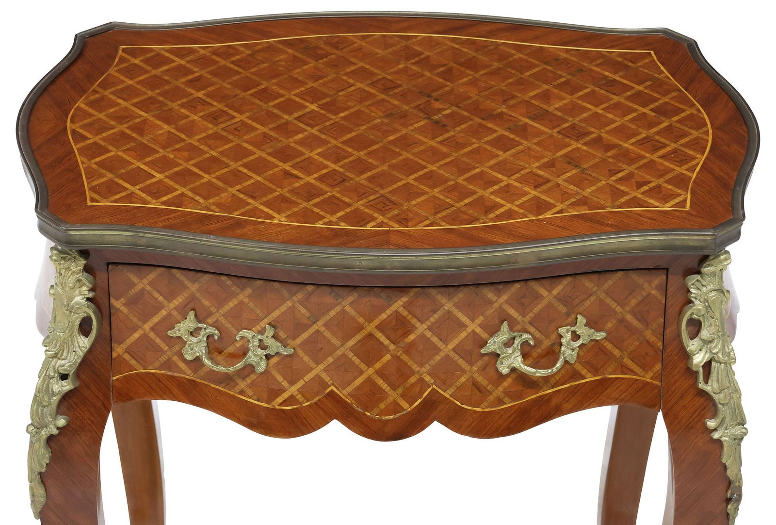 FRENCH TRANSITIONAL STYLE PARQUETRY SIDE TABLE - 3
