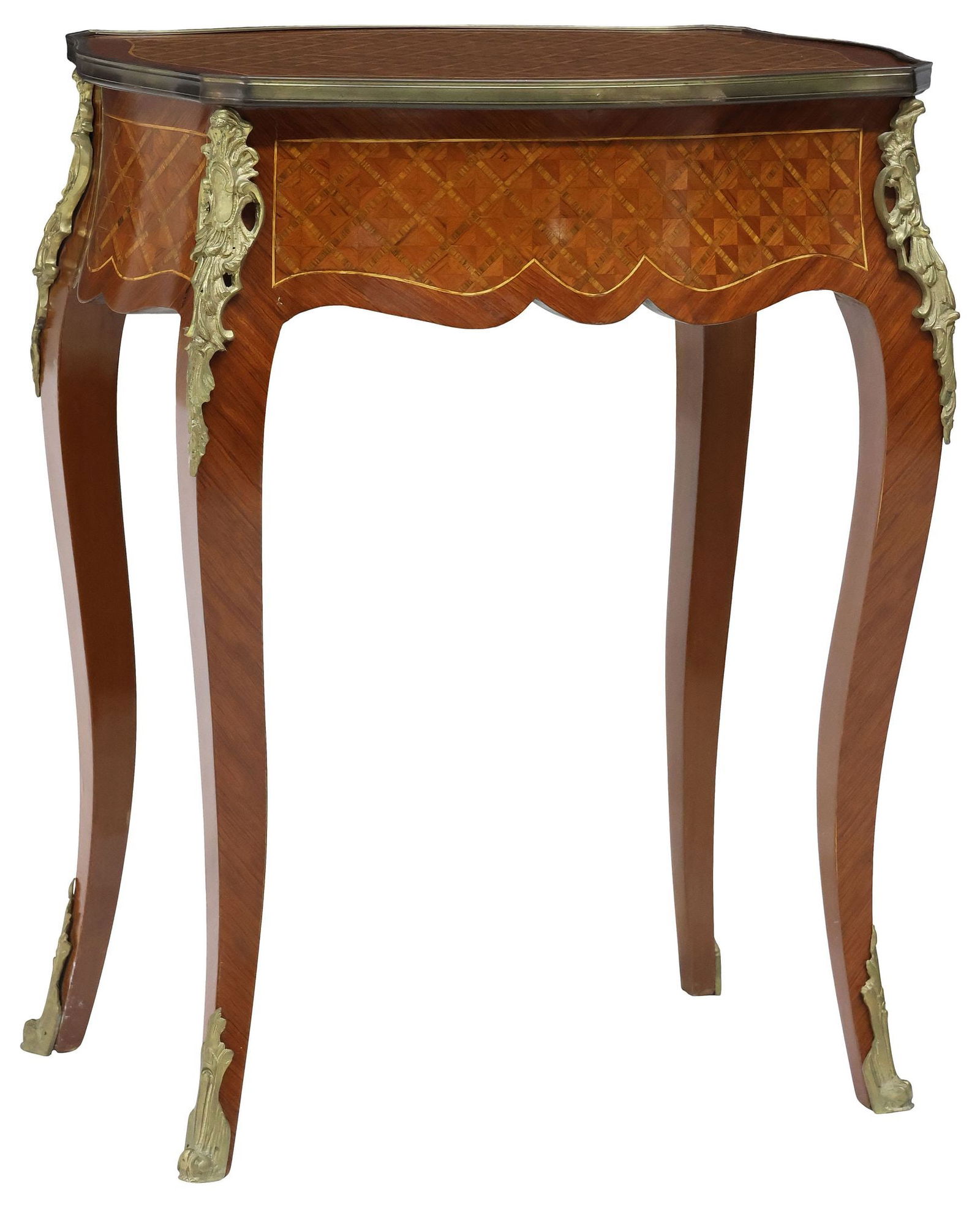 FRENCH TRANSITIONAL STYLE PARQUETRY SIDE TABLE - 5