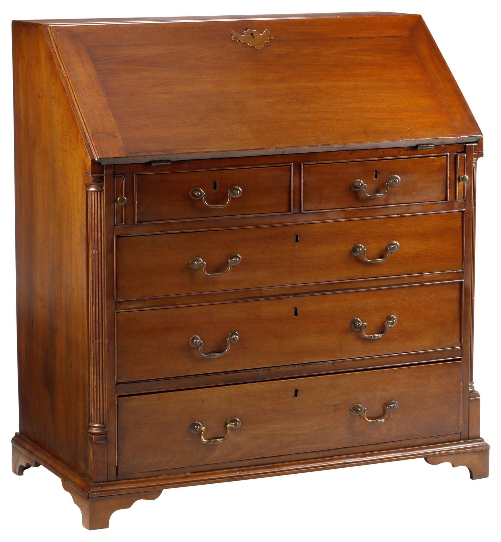GEORGE III PERIOD MAHOGANY SLANT-FRONT BUREAU (1 of 6)