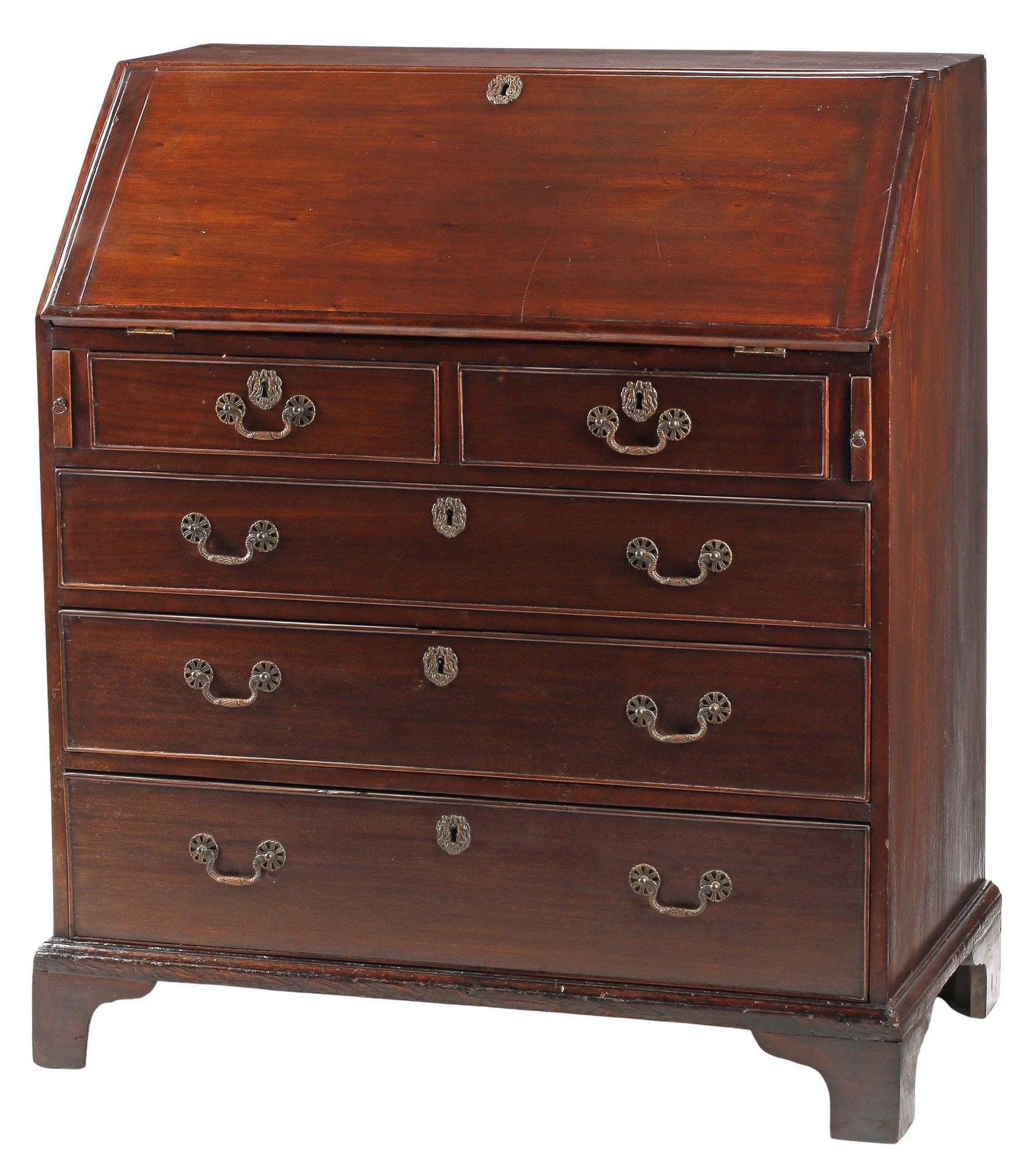 ENGLISH GEORGIAN PERIOD MAHOGANY SLANT-FRONT BUREAU DESK (1 of 7)