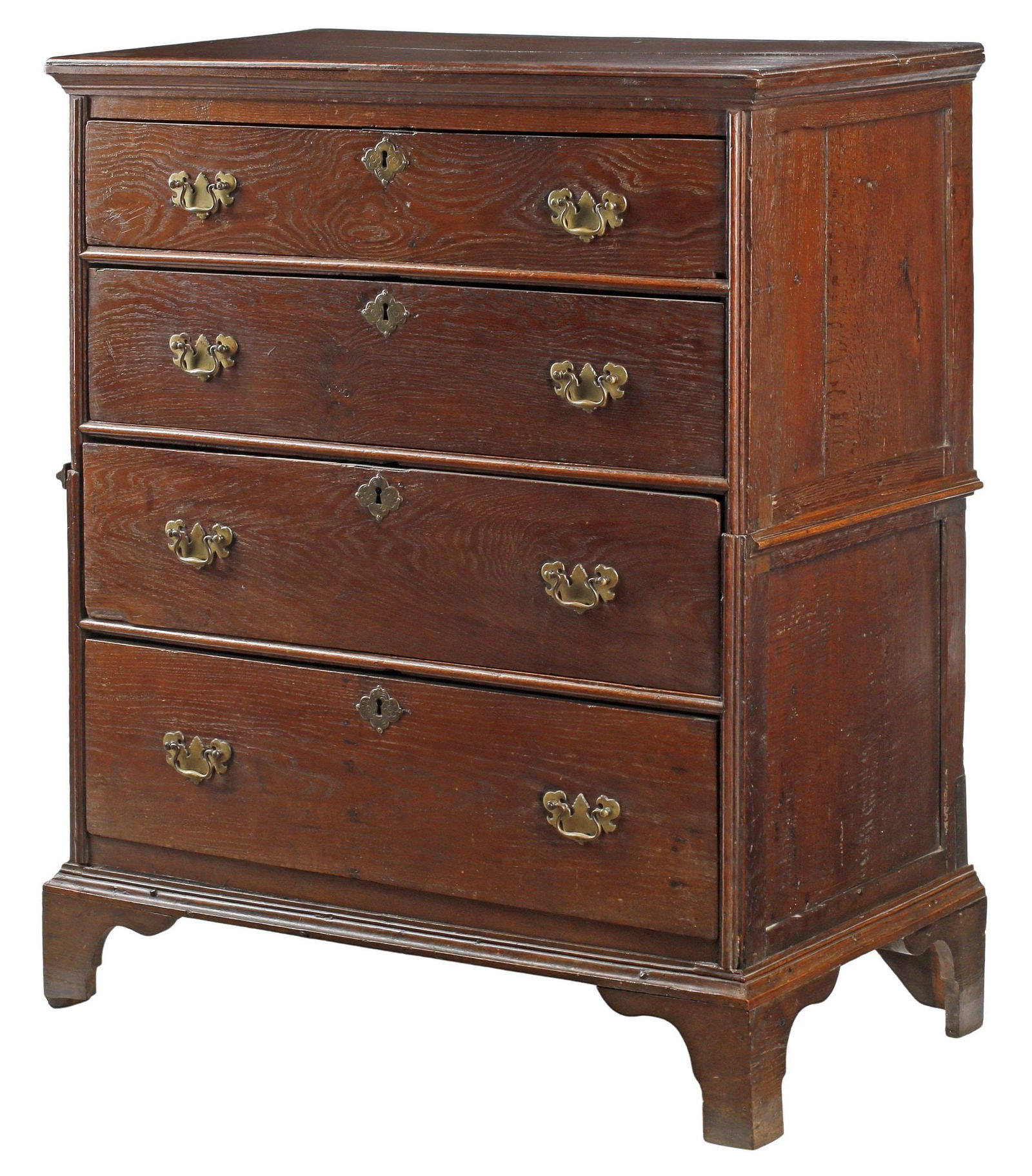 ENGLISH GEORGIAN PERIOD OAK 2-PART CAMPAIGN CHEST OF DRAWERS (1 of 6)