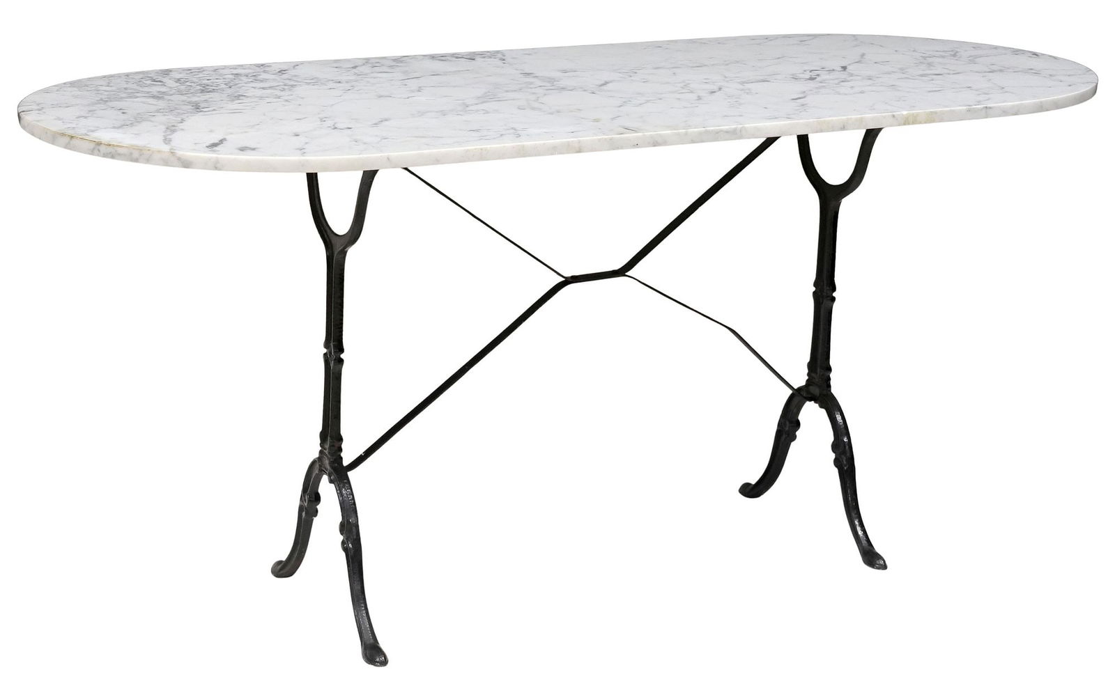 FRENCH MARBLE-TOP CAST IRON BISTRO TABLE (1 of 4)